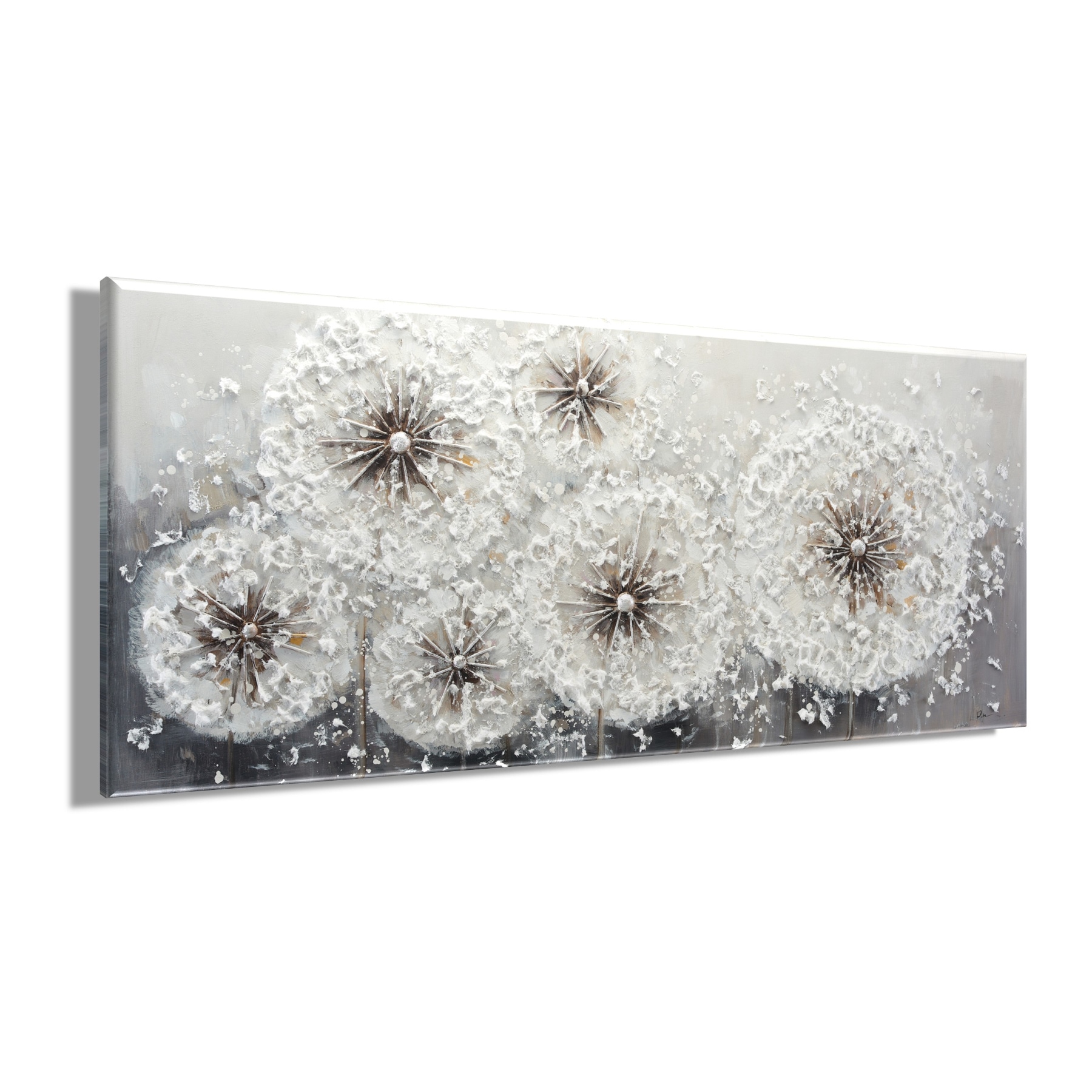 Bönninghoff Peinture à l'huile »handarbeit PUSTEBLUMEN XXL 60x140 cm – Wandbild Kunst Deko« Fleurs | Images de fleurs | Nature 1 cuis tlg. fabriqué à la main, chaque image est unique