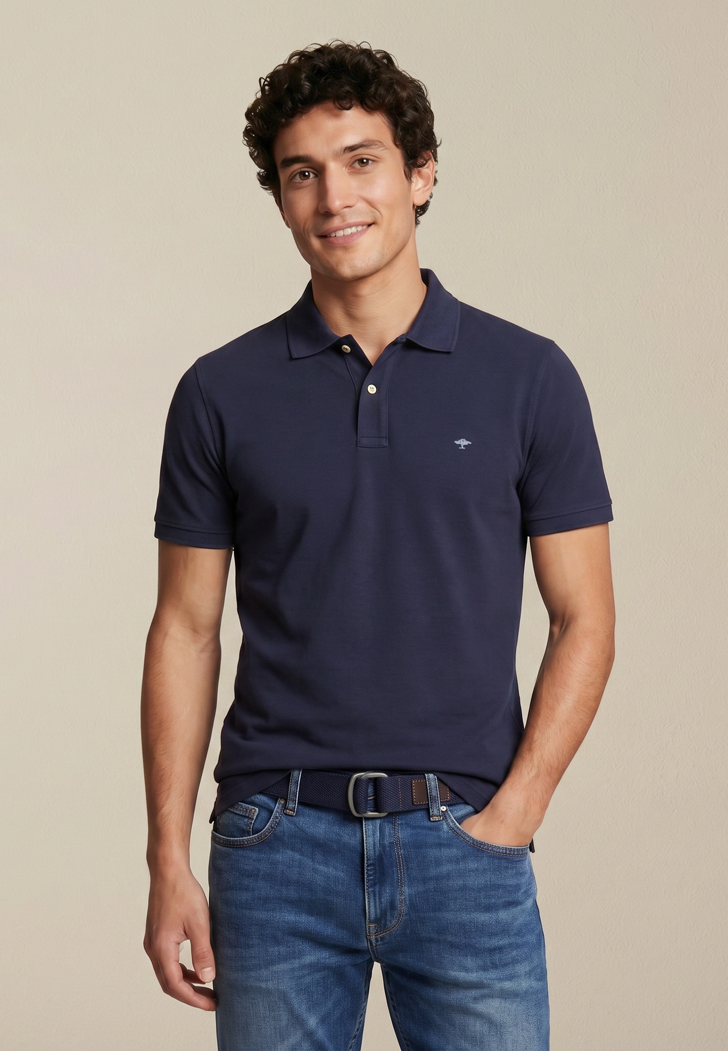 FYNCH-HATTON Polo coupe normale, col polo 2 boutons, en coton