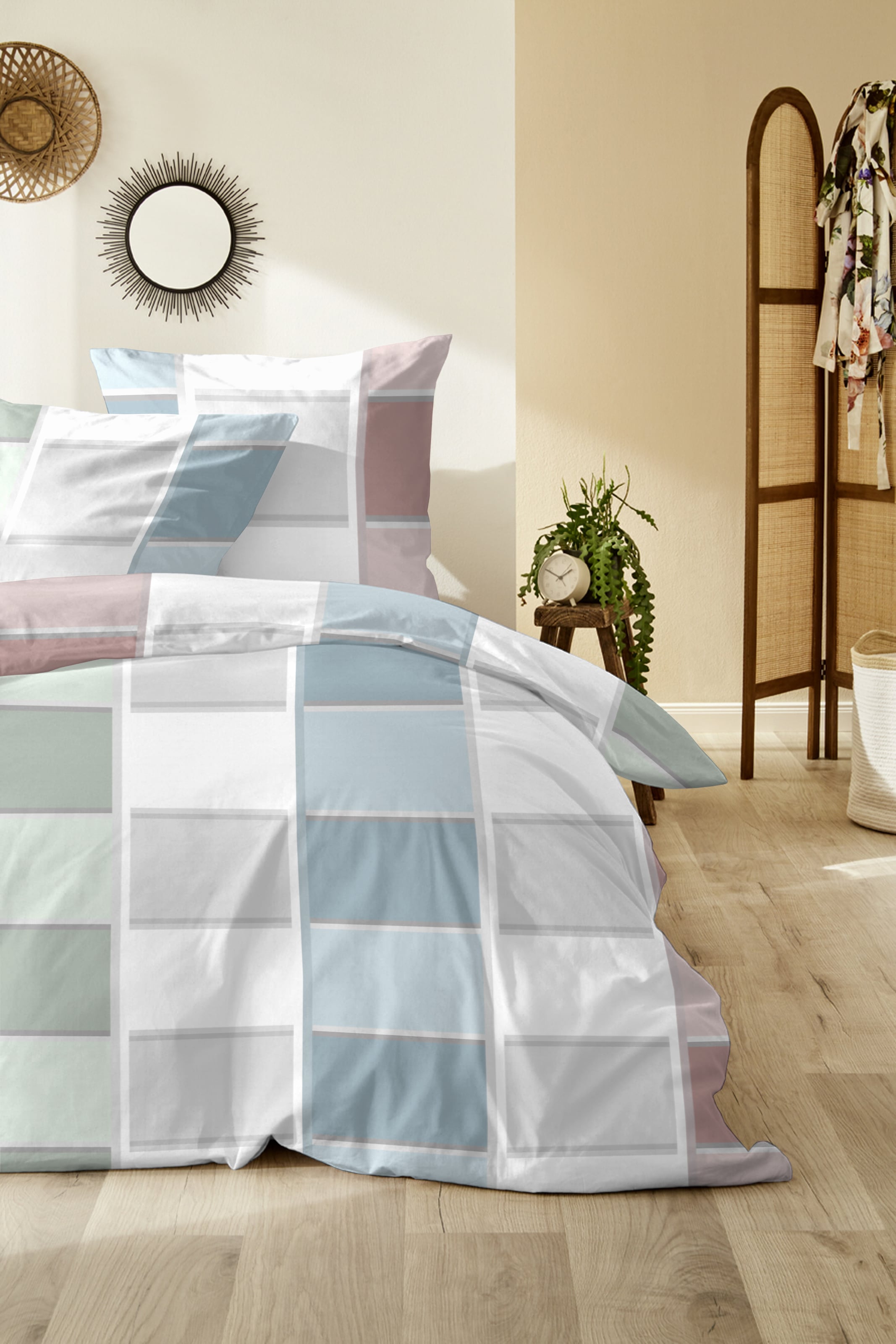 Primera Linge de lit »Mako-Satin-Bettwäsche Havana« 2 cuis avec motif à carreaux