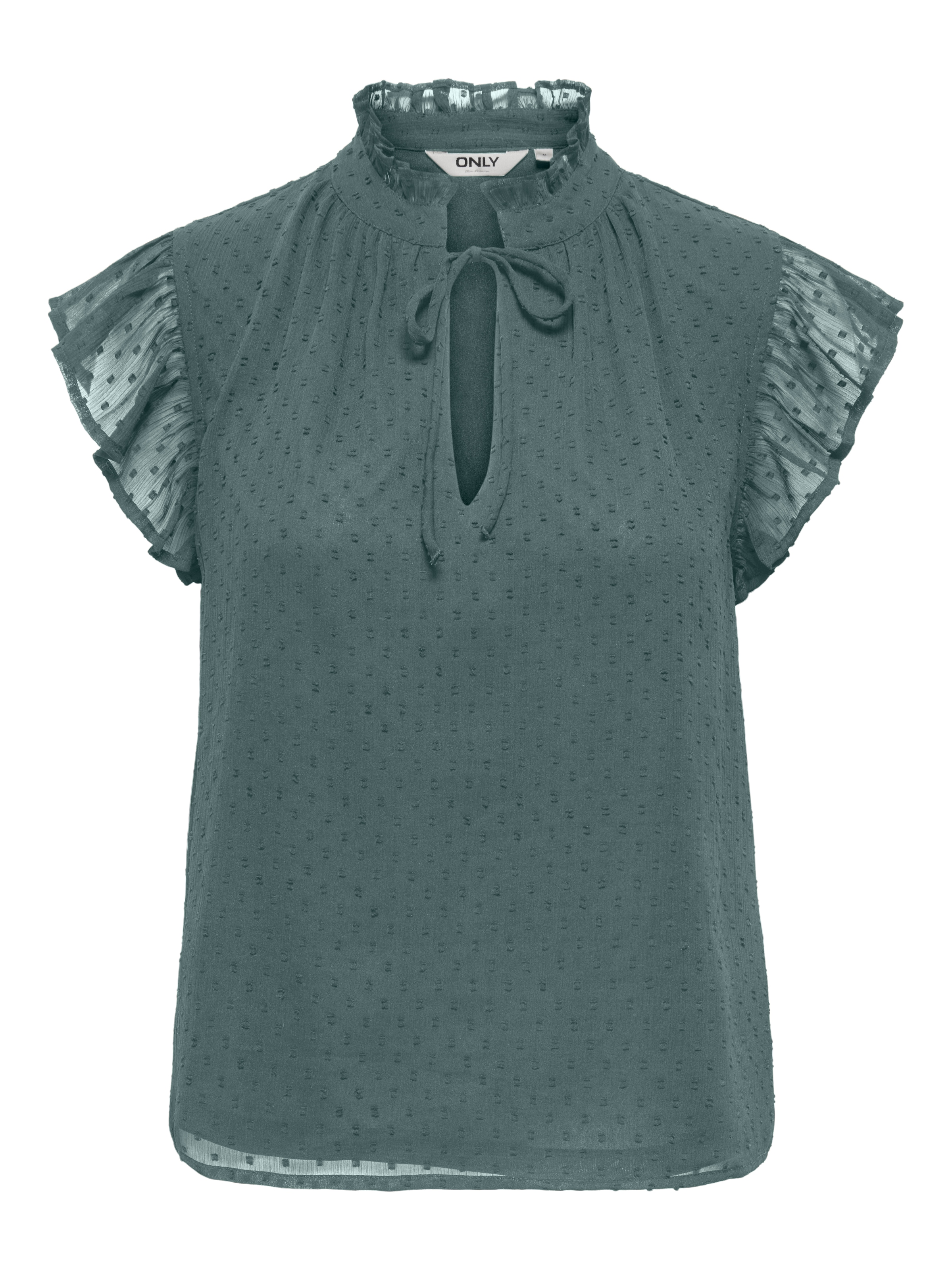 ONLY Blouse en dentelle »ONLLANDAU DOBBY FRILL V-NECK TOP WVN« fibre synthétique
