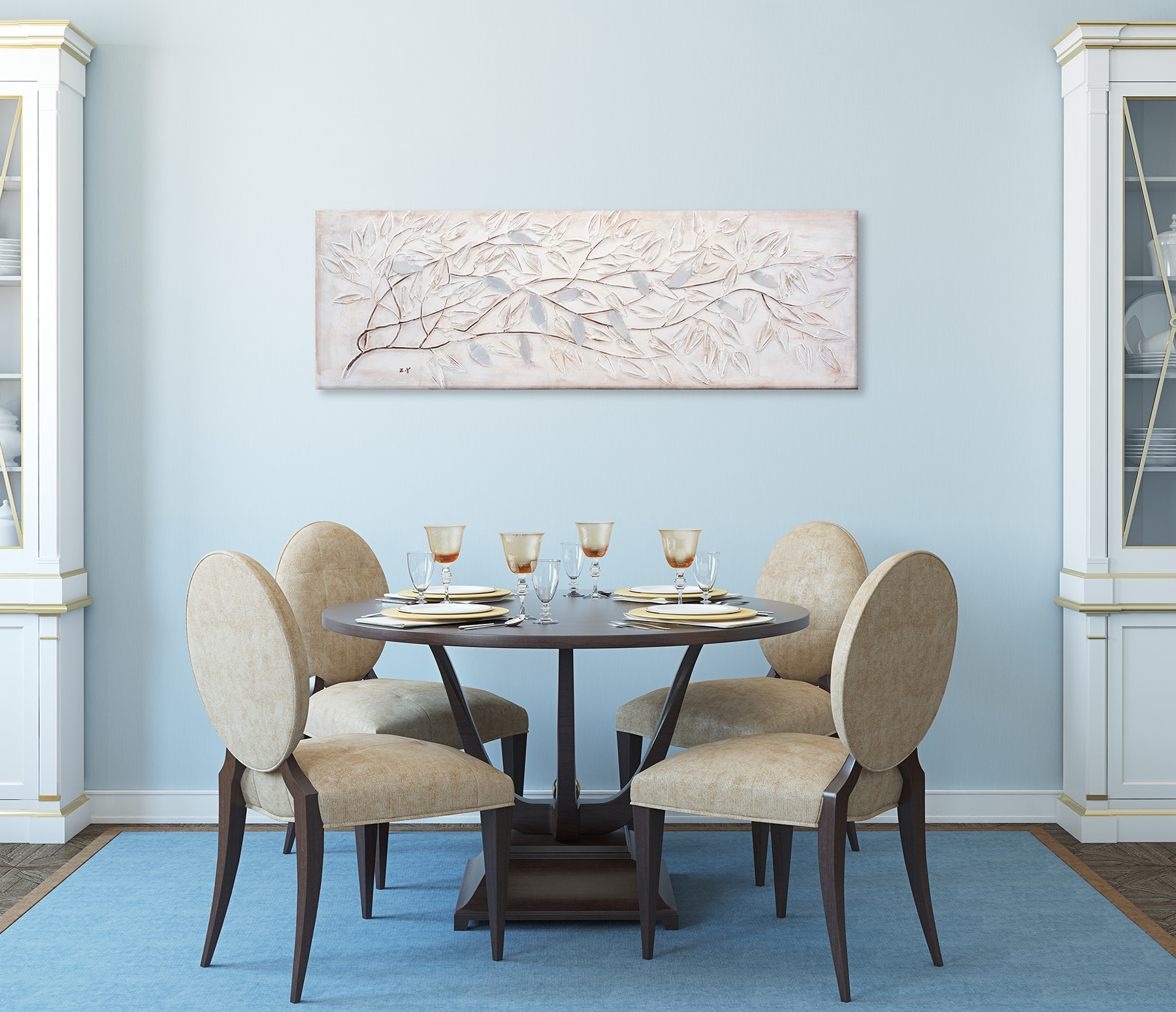 Bönninghoff Peinture à l'huile »handarbeit ZWEIGE 40x120 cm – Wandbild Kunst Deko modern« Forêt 1 cuis tlg. fabriqué à la main, chaque image est unique