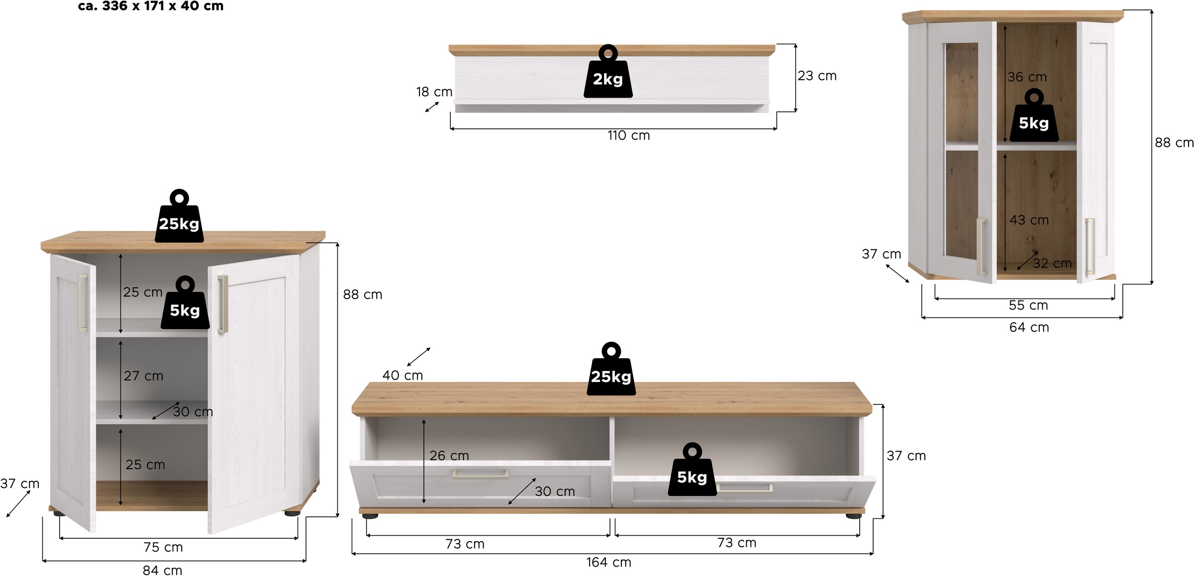 Home affaire Meuble mural »Cosenza« Set, 4 cuis tlg.