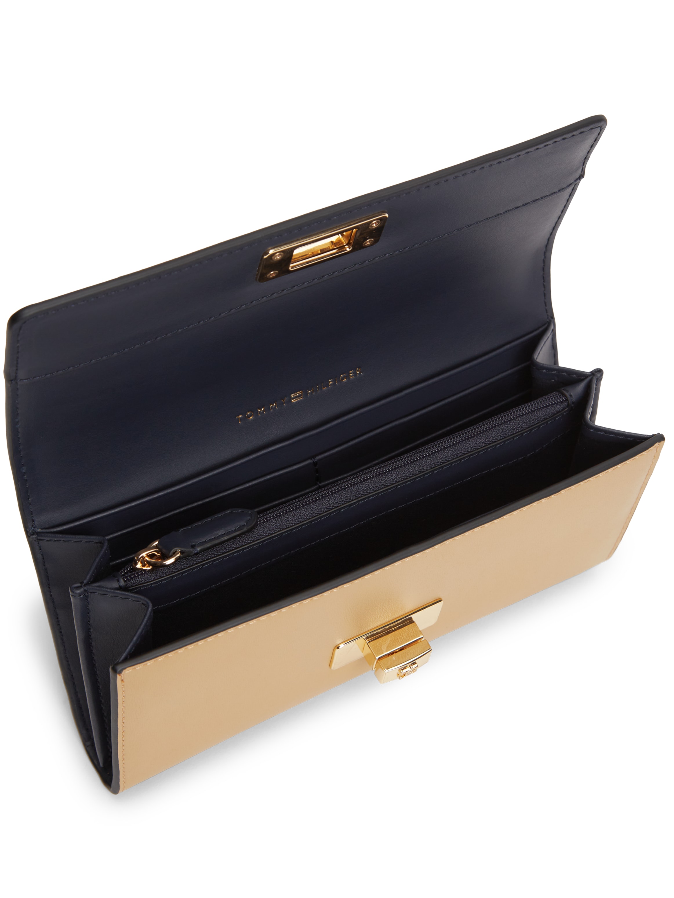 Tommy Hilfiger Porte-monnaie »TH MODERN LARGE FLAP WALLET« Damen Portemonnaie, Geldbeute mit goldfarbenen Accessoires