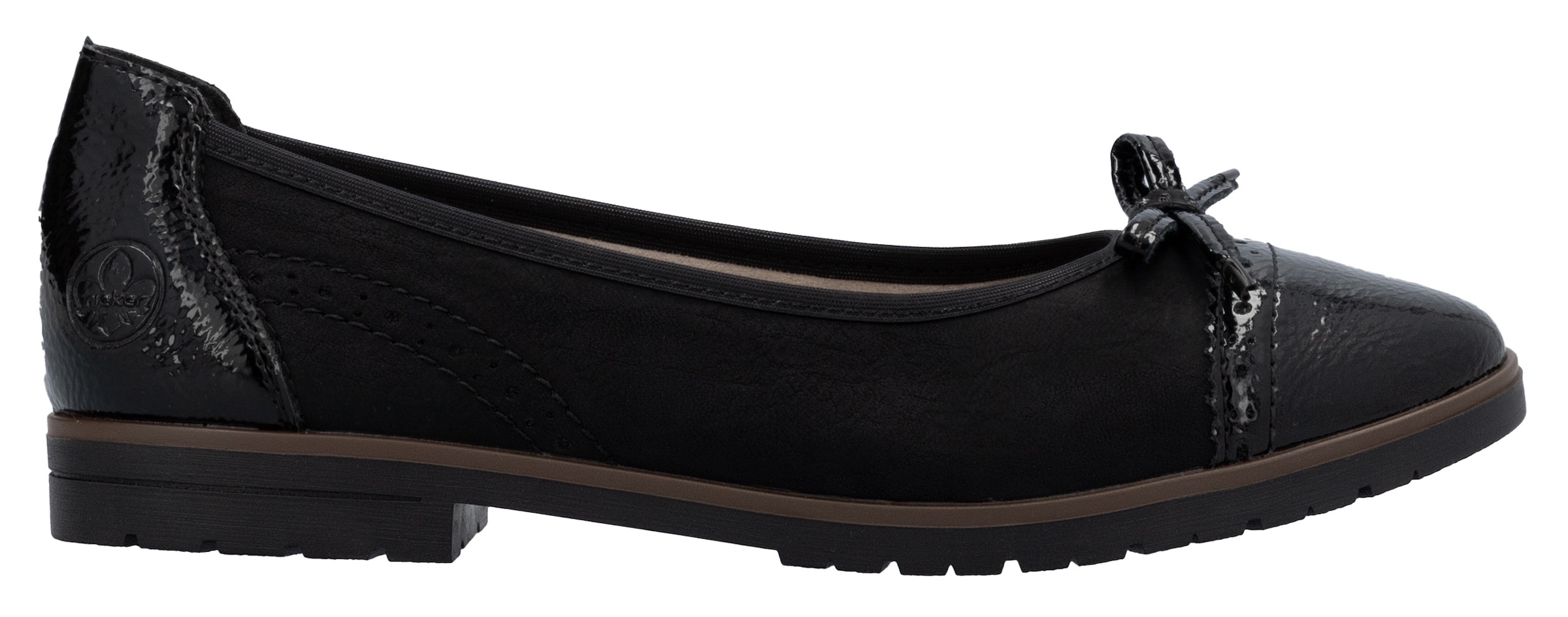 Rieker Ballerine  , Loafer, Schlupfschuh, Flats, Slipper, Businessschuh mit Schleifchen