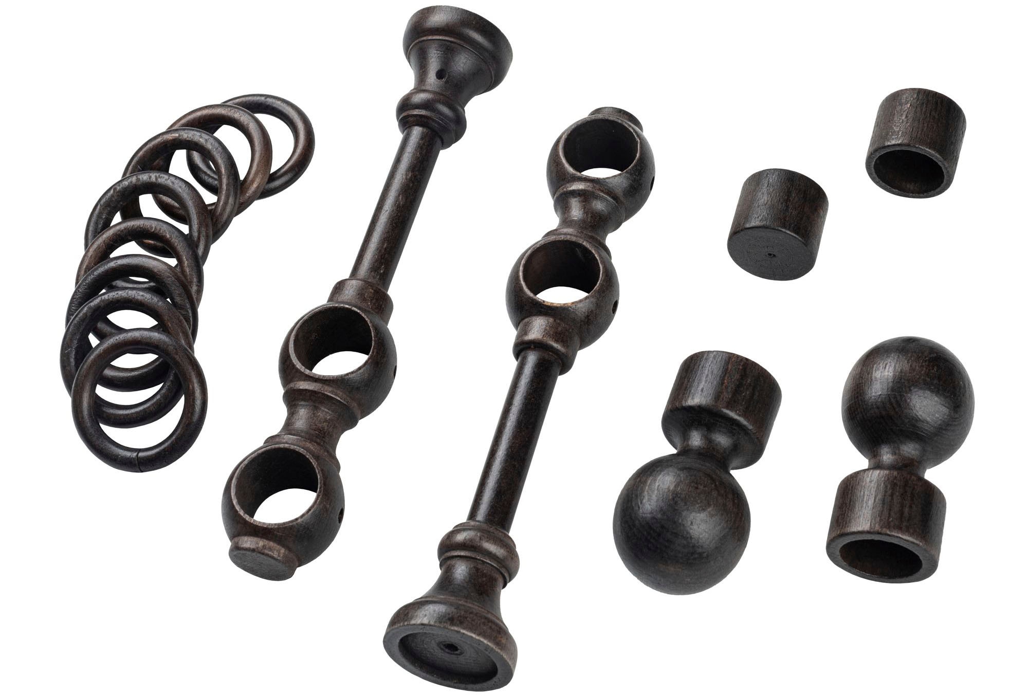 SN DECO GROUP Tringle à rideaux »Giro« 2 läufig-läufig Fixmass 28 mm, Holz, verschiedene Längen und Farben, Komplettset