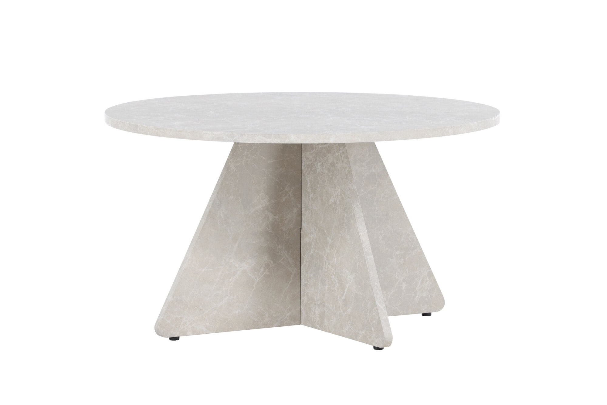 Venture Home Couchtisch »Bootcut, runder Couchtisch in eleganter Marmoroptik, Ø 80 cm« Sofatisch, MDF, 3D-Papier, rund, beige, weiche Linien