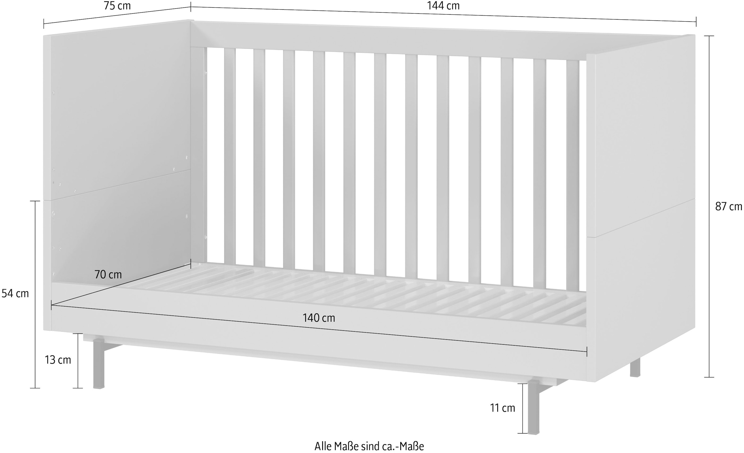 GERMANIA Lit bébé »Tomino« 1 cuis tlg. inkl. Umbauseiten, B/H/T 144/87/75 cm, belastbar bis 100 kg