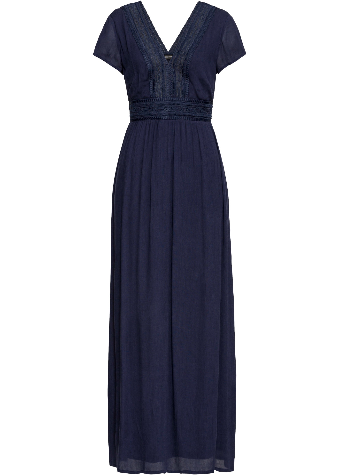 bonprix Maxi robe Style élégant, avec dentelle crochetée, en viscose, coupe ample
