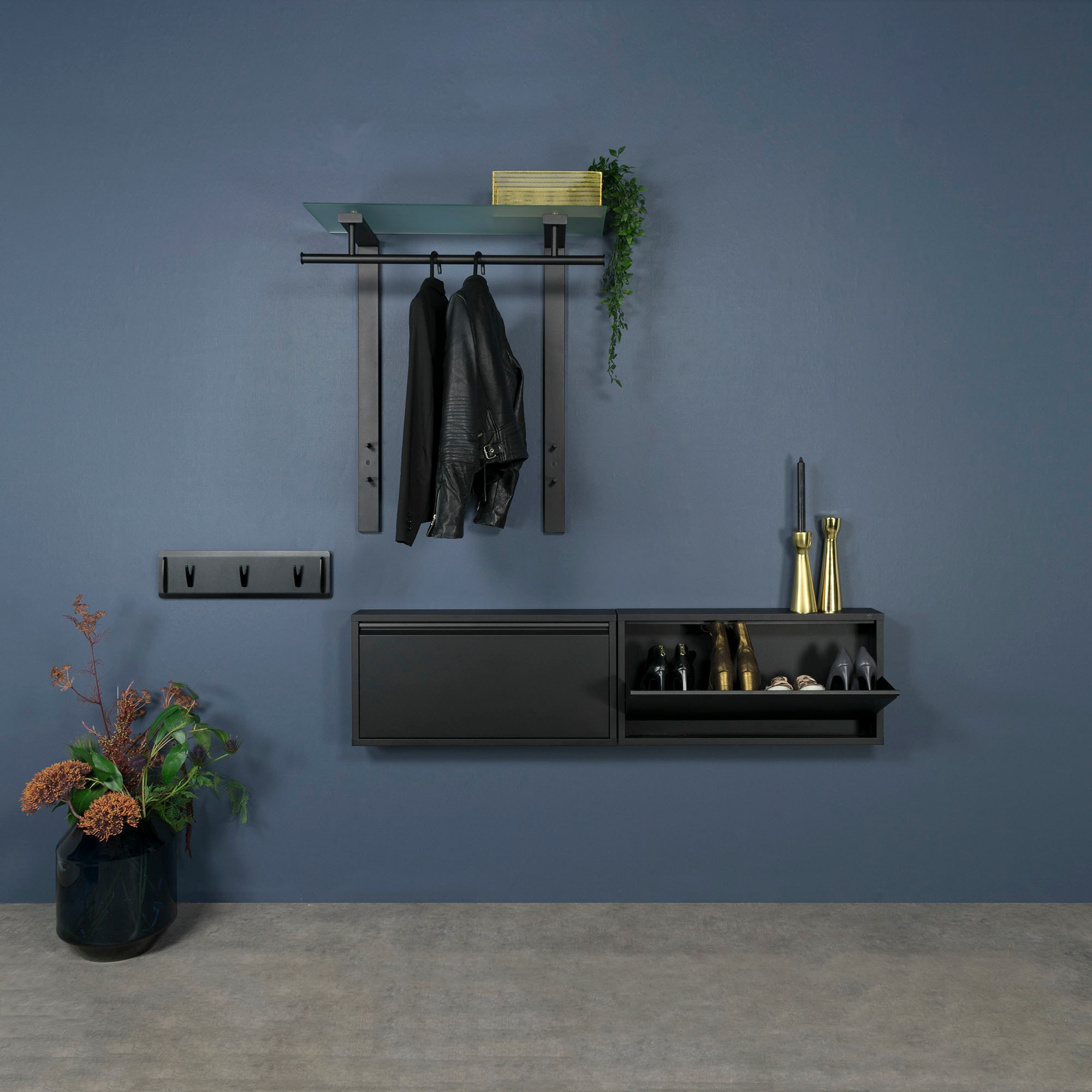 Spinder Design Barre de penderie »DUTCH« porte-manteau mural moderne en acier et verre