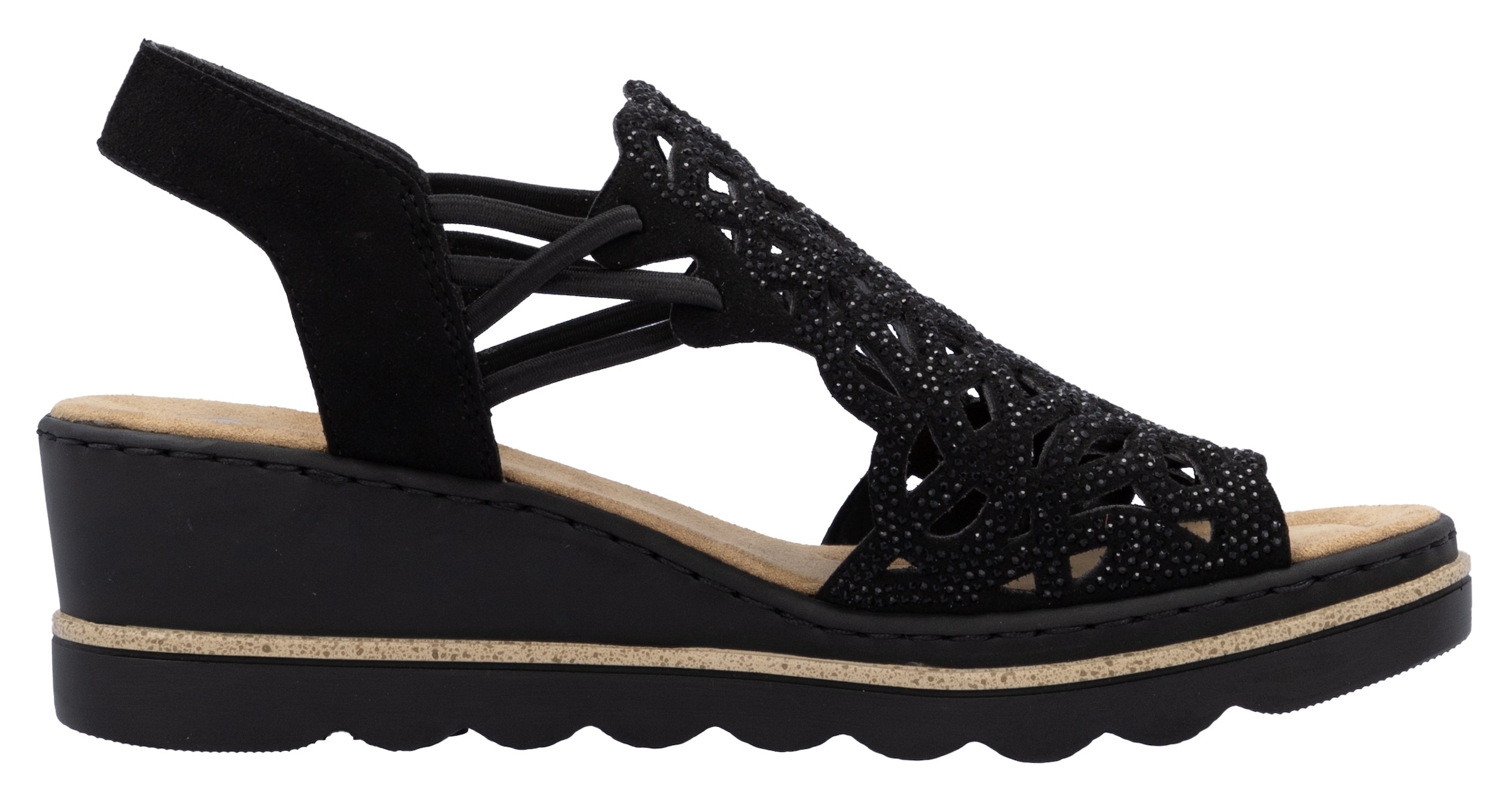 Rieker Sandales compensées  Chaussure d'été, sandale plateforme, chaussure à enfiler avec strass