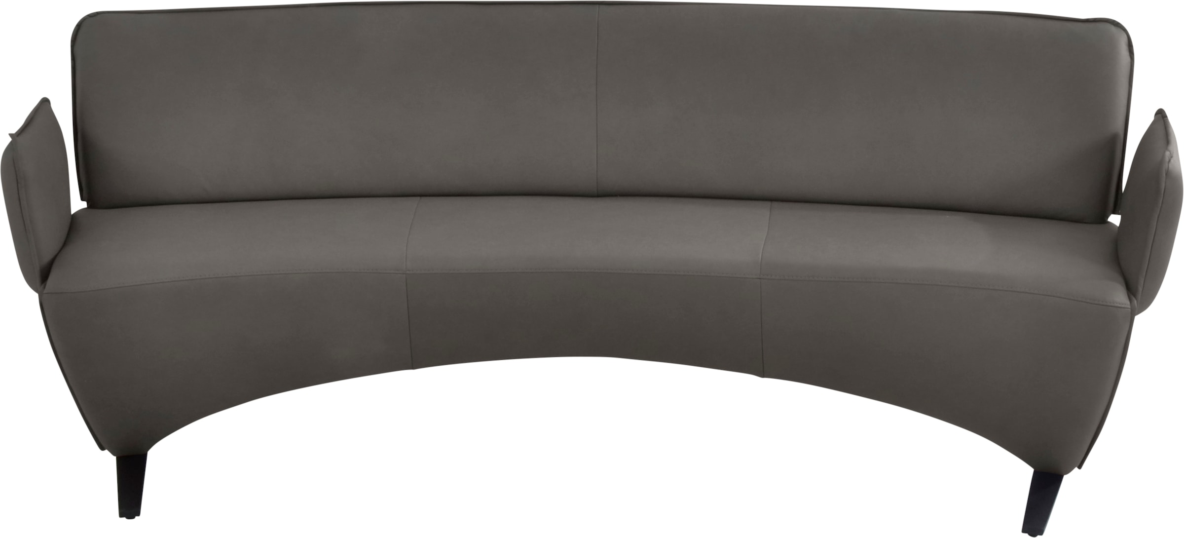K+W Komfort & Wohnen Banc rembourré Banc segment légèrement arrondi en cuir de haute qualité, avec accoudoirs