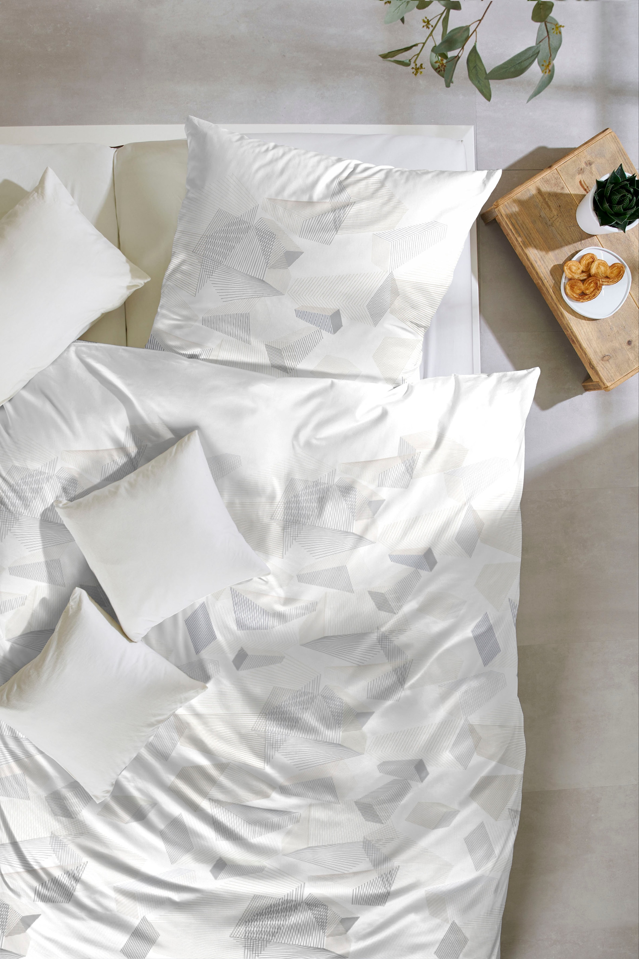 Primera Bettwäsche »Mako-Satin-Bettwäsche Sky Crystal« 2 Stk. tlg. mit abstrakten Formen