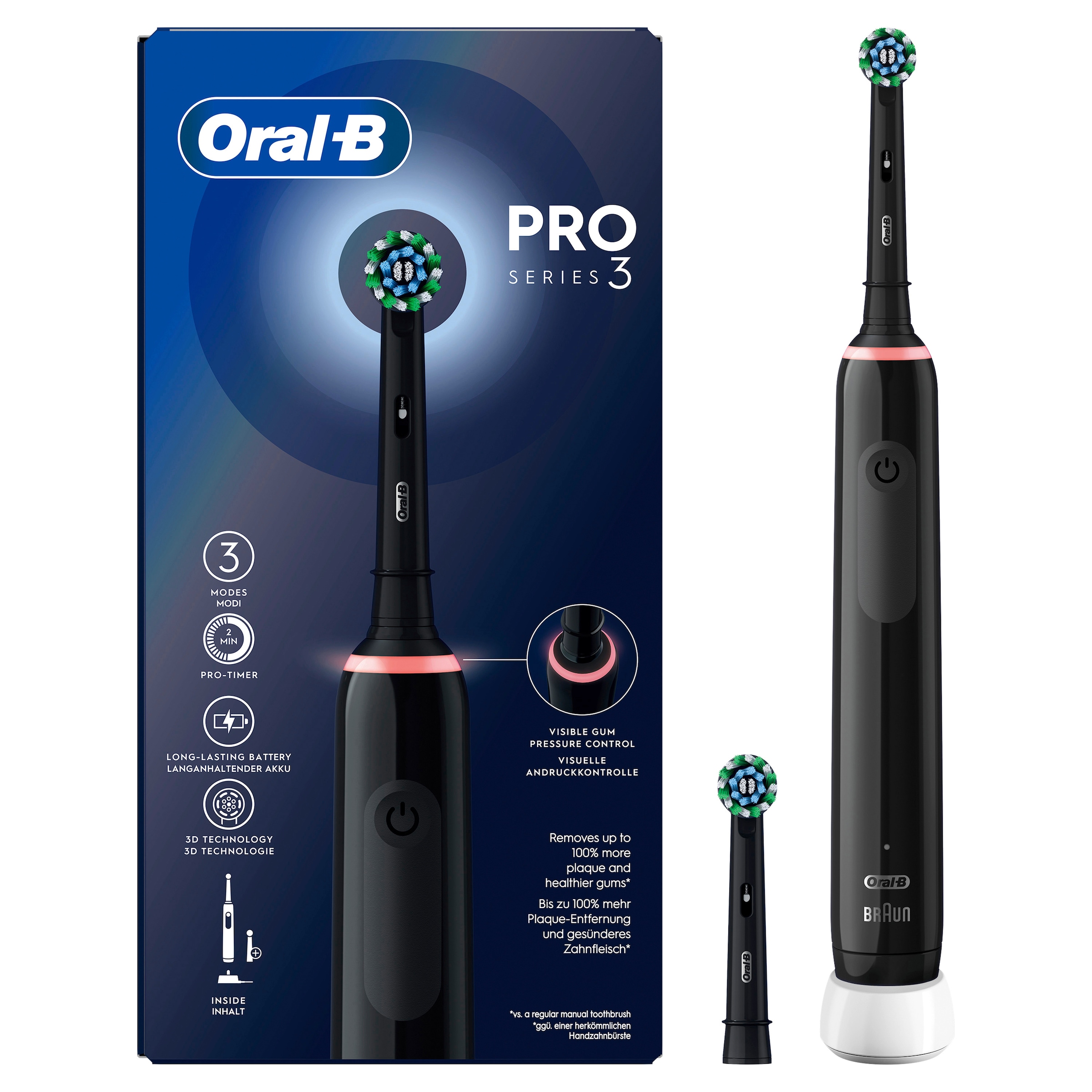 Oral-B Brosse à dents électrique »Pro 3 3000« 2 cuis Aufsteckbürsten 3 Putzmodi