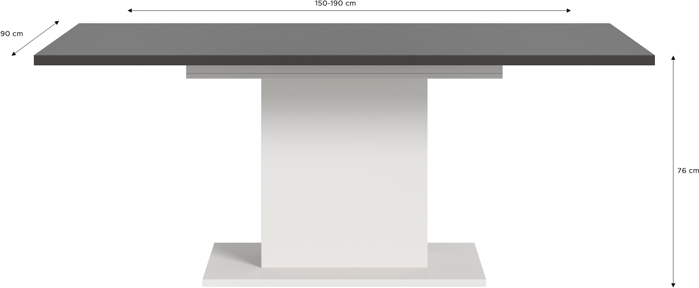 Home affaire Table de salle à manger »Motus, ausziehbar 150 -190 cm, inklusive 40 cm Einlegeplatte« Set, 1 cuis tlg. Säulengestell mit Bodenplatte, Tisch, Küchentisch, Esszimmer, Küche