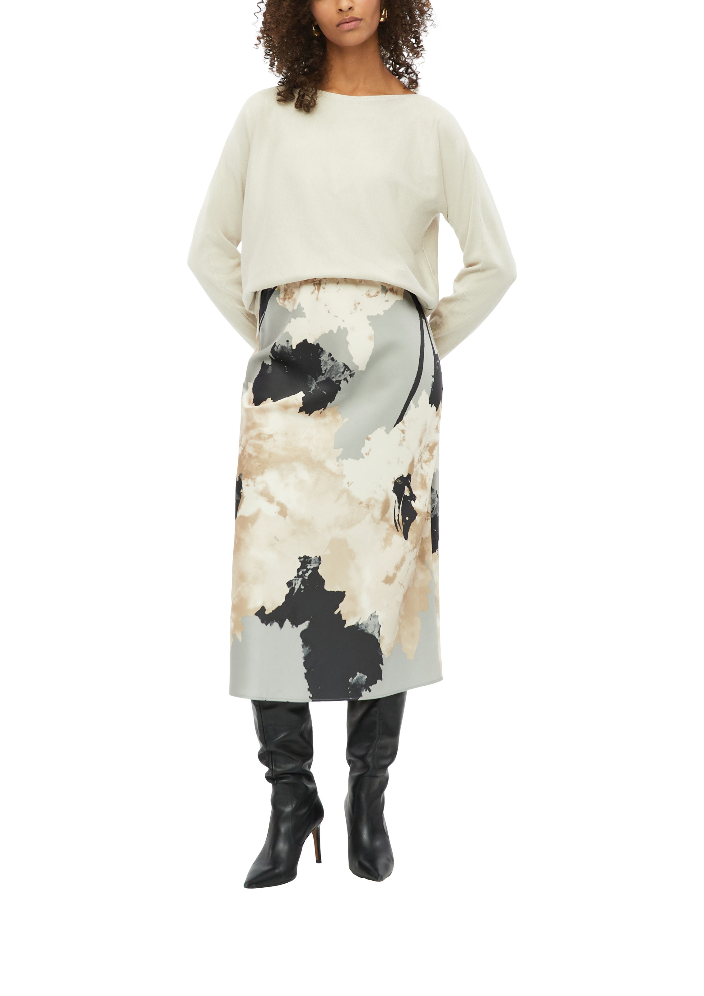 s.Oliver BLACK LABEL Pull à col rond avec encolure ronde basse, respirant, élastique