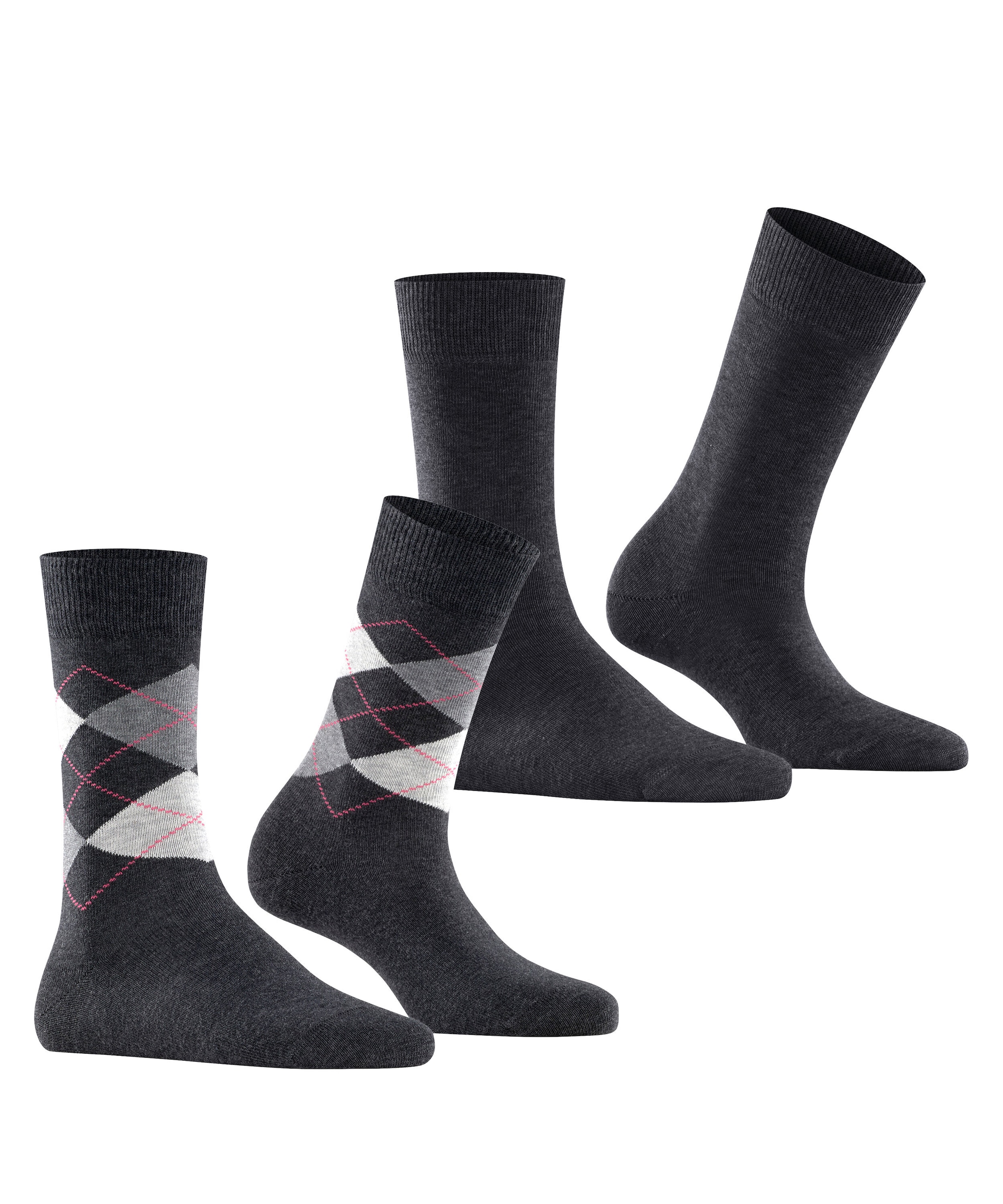 Burlington 1100000002199 »Everyday Mix« 2 paires,  taille unique 36-41, uni et motif argyle