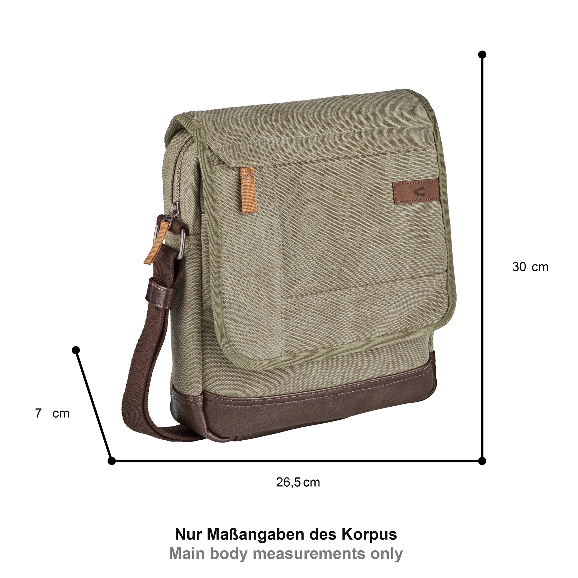 camel active Umhängetasche »Air« Canvas Modell aus weichem Lederimitat abgerundet mit Applikationen