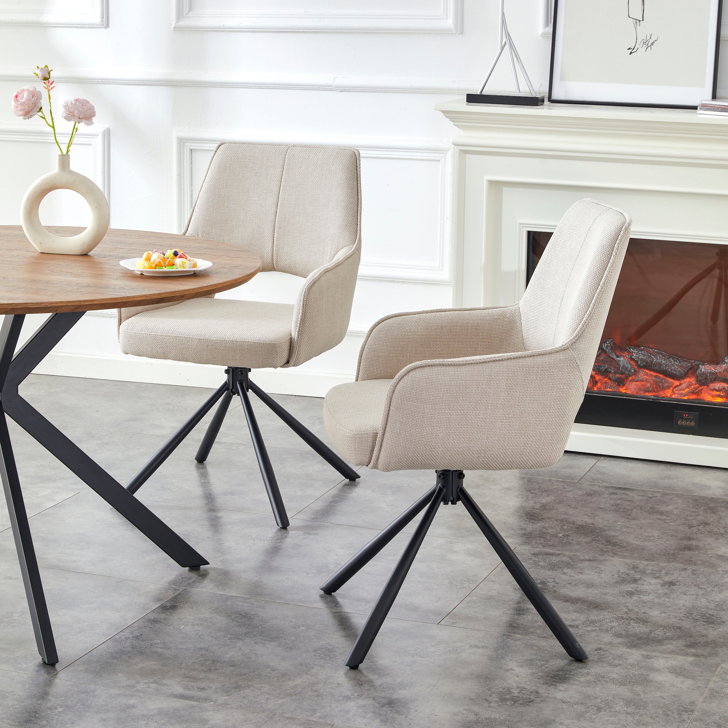 Home affaire Chaise pivotante »BELLEVILLE, 2er Set, mit Metallgestell in matt schwarz« (Ensemble) 2 cuisin verschiedenen Farben, Belsatbarkeit pro Stuhl 120 kg, 360° drehbar