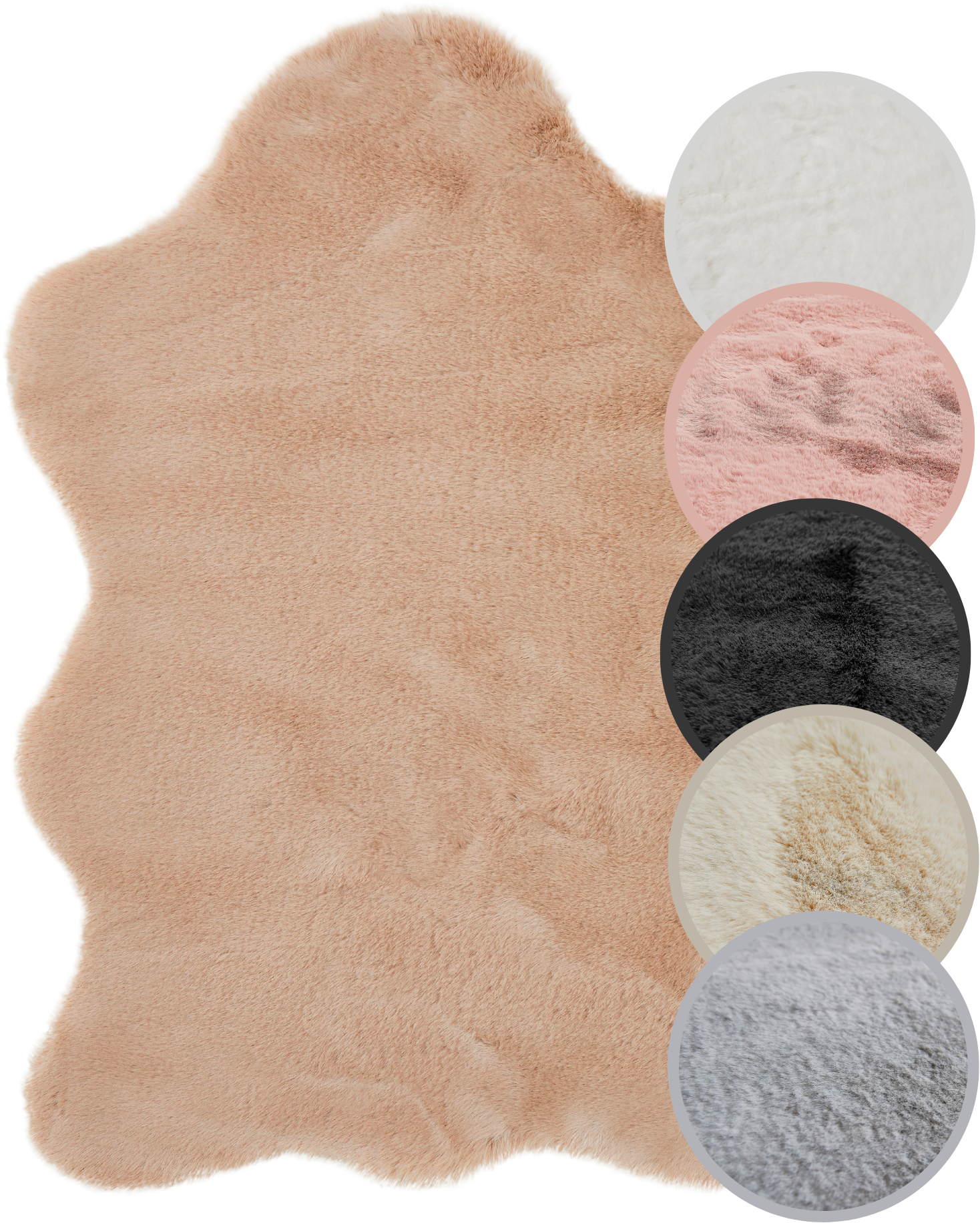 my home Fellteppich »Lugano« fellförmig 30 mm Höhe Kunstfell, Uni Farben, weich & kuschelig, auch als 2er Set erhältlich