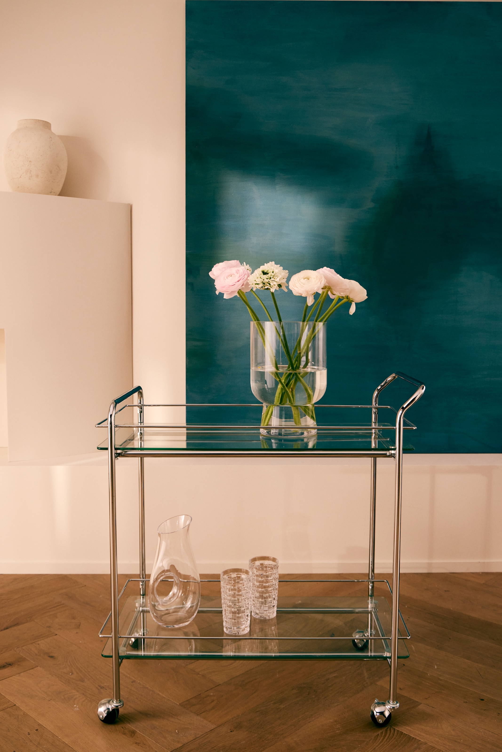 LeGer Home by Lena Gercke Rollwagen »Alimore« mit Glasablagen und Rollen, Modernes Design, Breite 75 cm, Höhe 80 cm