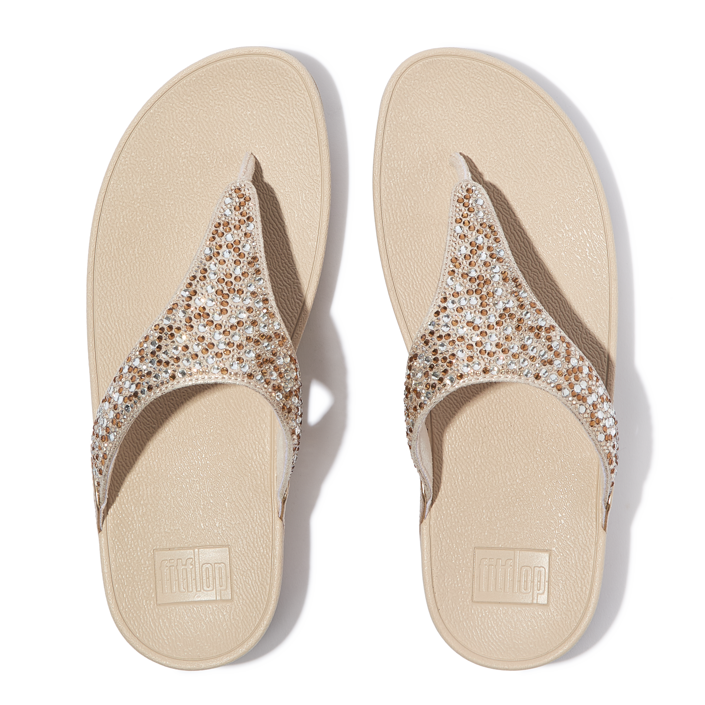 Fitflop Séparateur d'orteils »LULU CRYSTAL-MIX METALLIC TOE-POST SANDALS«  Compensé, chaussure plateforme, Dianette avec strass multicolores