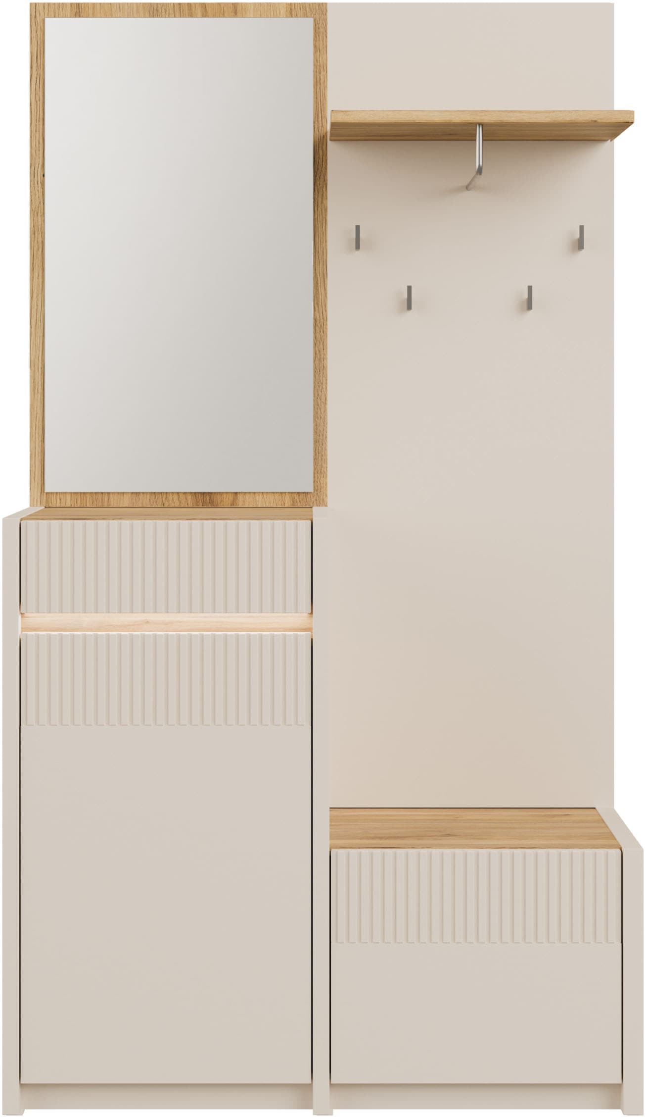 FORTE Vestiaire compact »Oak Squere Garderobe, 1 Türe, 1SK, 1 Klappe« L/H/P 108,4 /195,9/41,7 cm miroir, crochet, tringle à vêtements