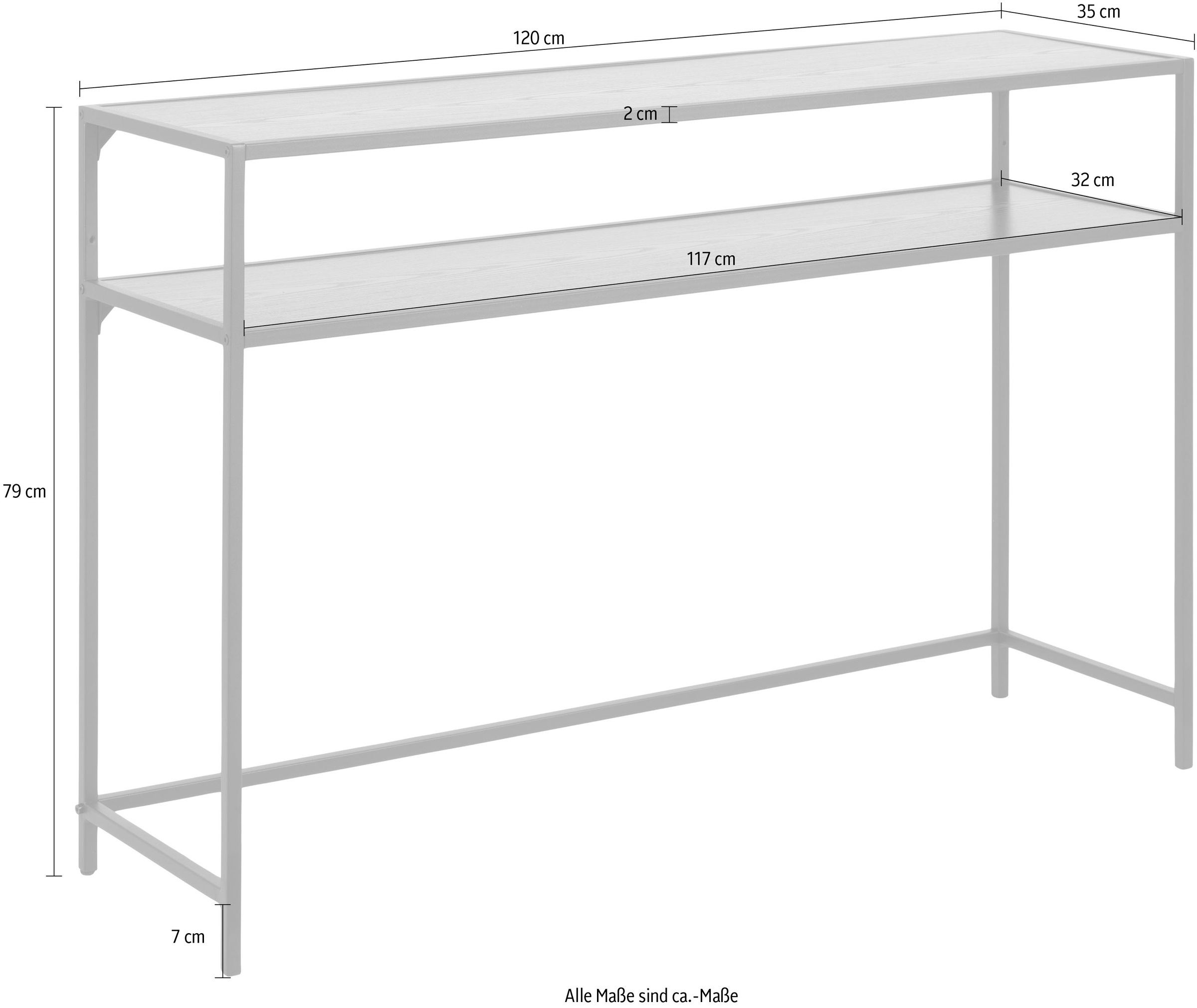 ACTONA GROUP Table console Structure métallique et 1 tablette, largeur 120 cm, autres variantes disponibles