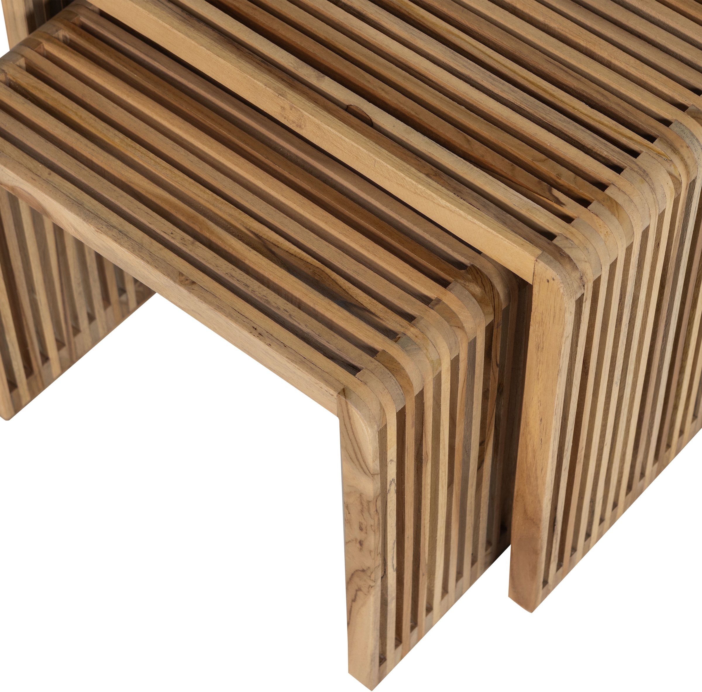 WOOOD Table d'appoint »Jasmijn aus recyceltem Teakholz als 2er-Set B 50 x T 45 x H 41 cm« Ensemble, 2 cuis tlg. lot de 2, surface facile d'entretien, usage exclusivement intérieur