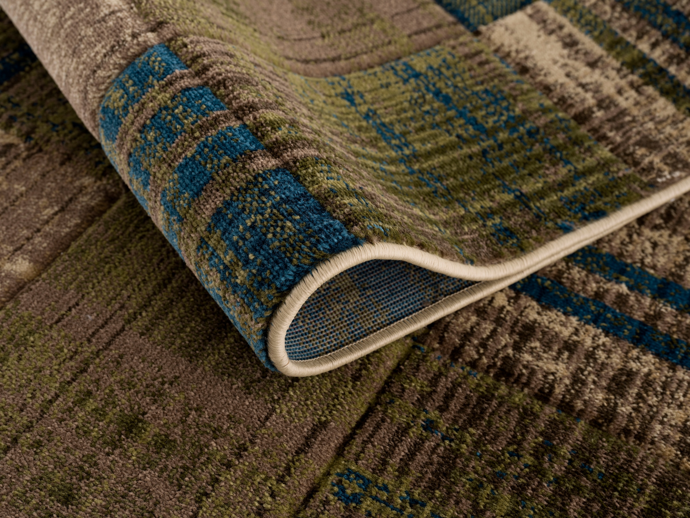 my home Läufer »Beliz« rechteckig 9 mm Höhe mit Konturenschnitt, Kurzflor, Karo-Muster, 3D-Design