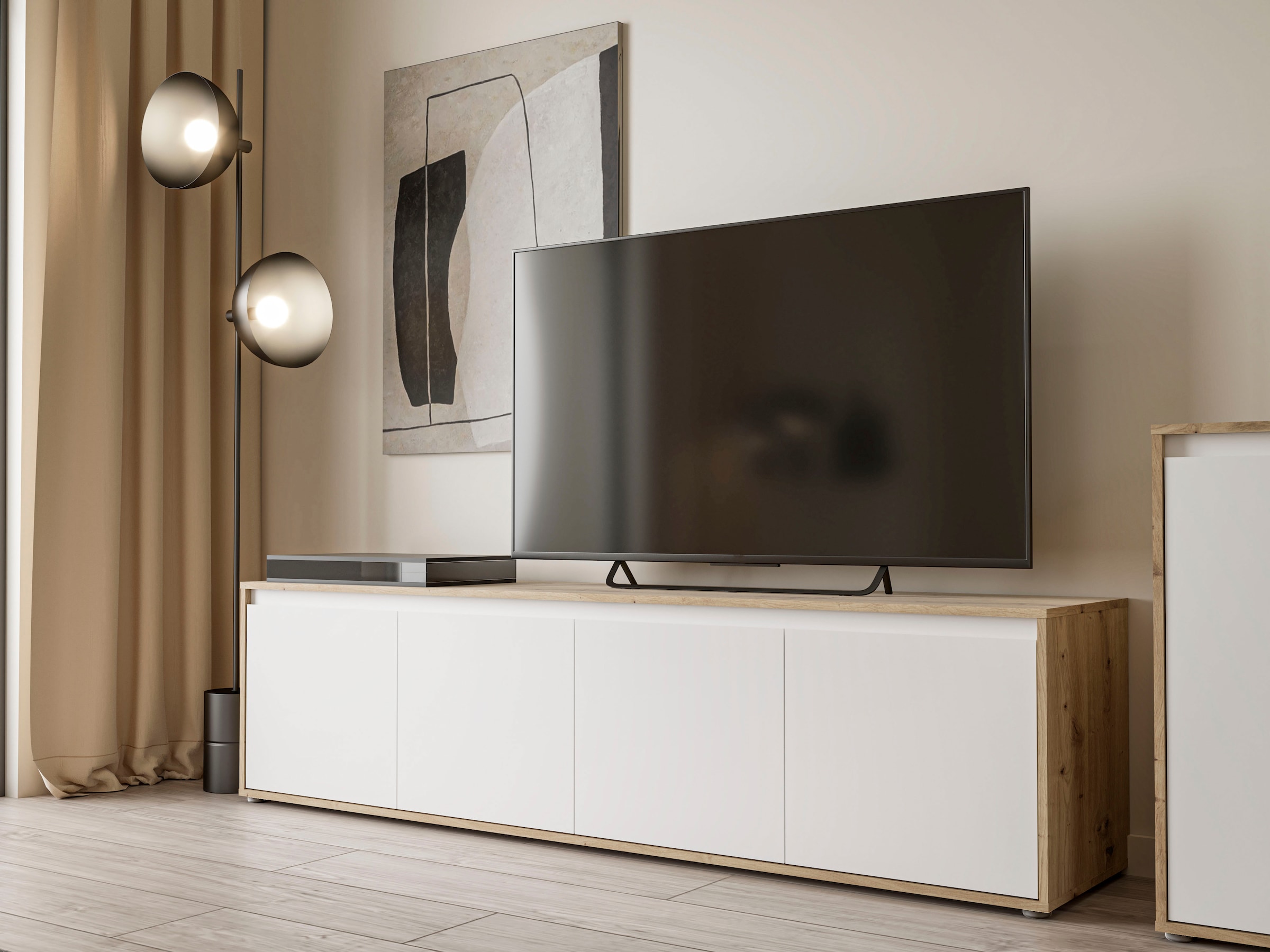 FORTE Table basse »TV-Board gross Breite ca 190 cm« L/H/P 188,3/49,7/42 cm,  façade sans poignée, beaucoup de rangement,