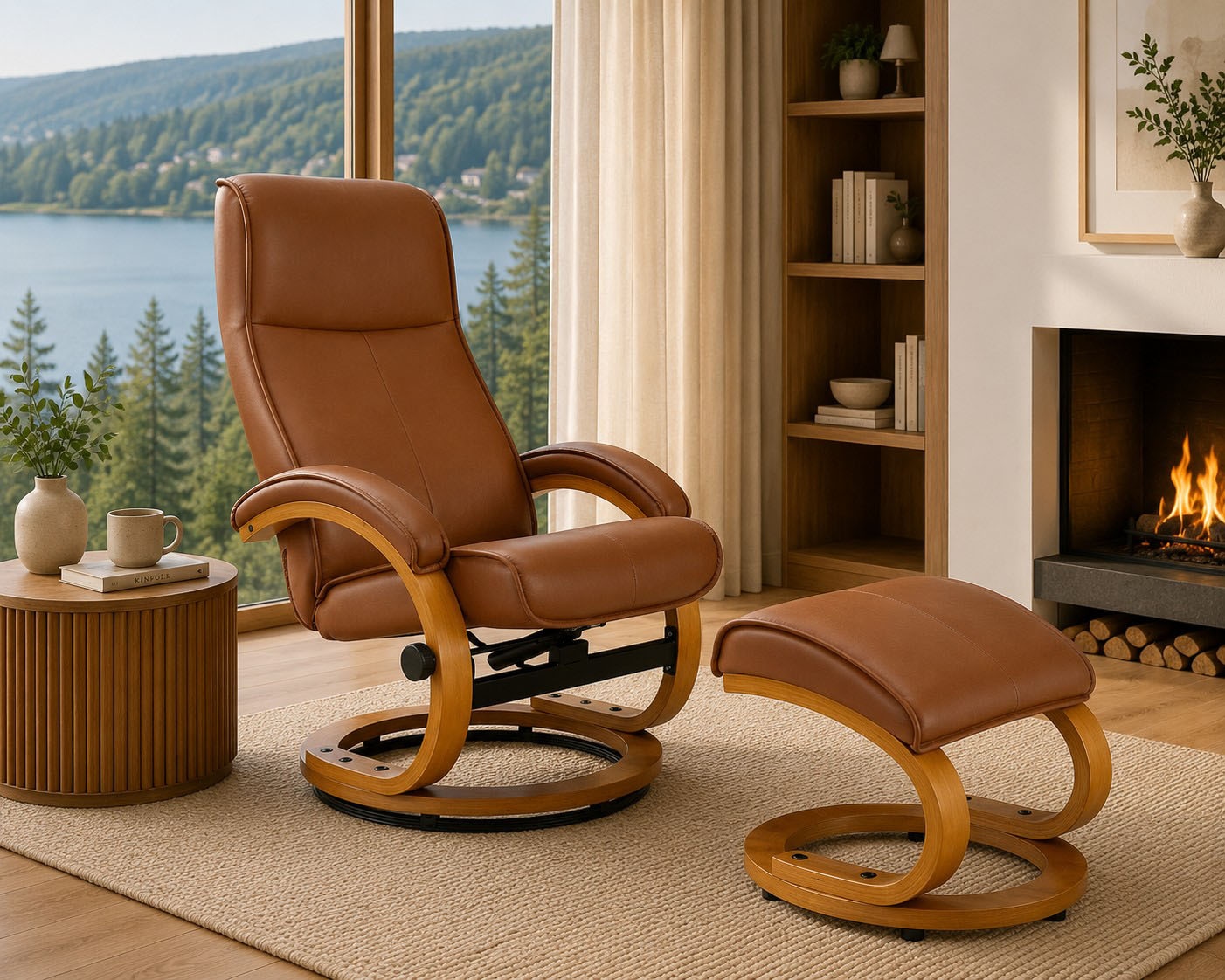 GOODproduct Fauteuil de relaxation »mit Hocker PARIS Naturleder- OTTO. Verlässliche Qualität.« Ensemble, composé de fauteuil et tabouret, 2 cuis tlg. fonction relaxation, rotation et basculement, notre prix bas permanent