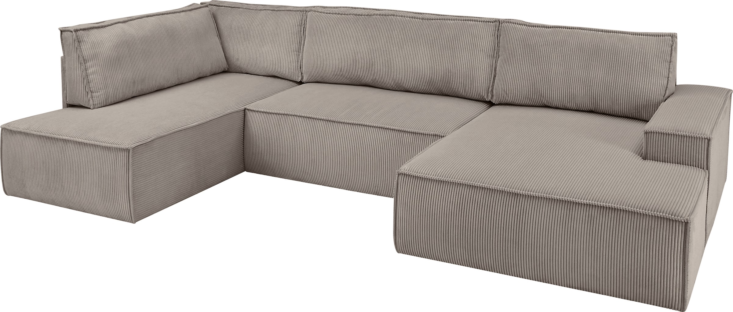 Home affaire Wohnlandschaft »SHERWOOD  329 cm, U-Form, Schlafsofa,« Schlaffunktion m. Bettkasten (194x139 cm), Cord, Vintage, Samtvelours