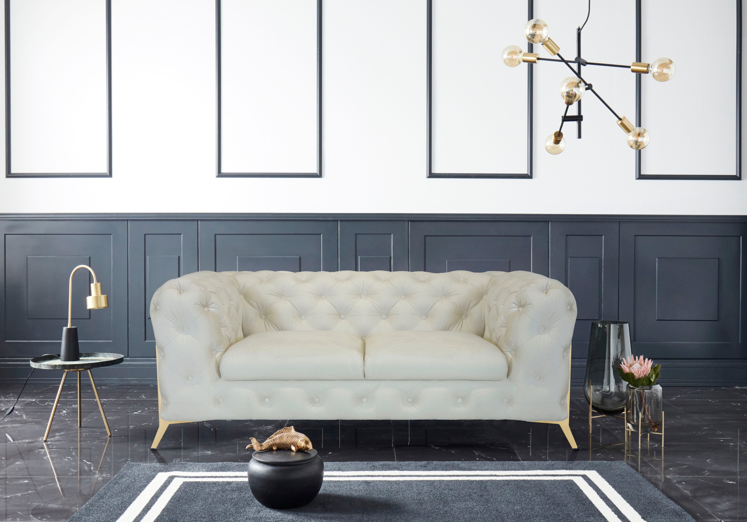 Home affaire Chesterfield-Sofa »Amaury« aufwändige Knopfheftung, moderne Chesterfield Optik, Fussfarbe wählbar