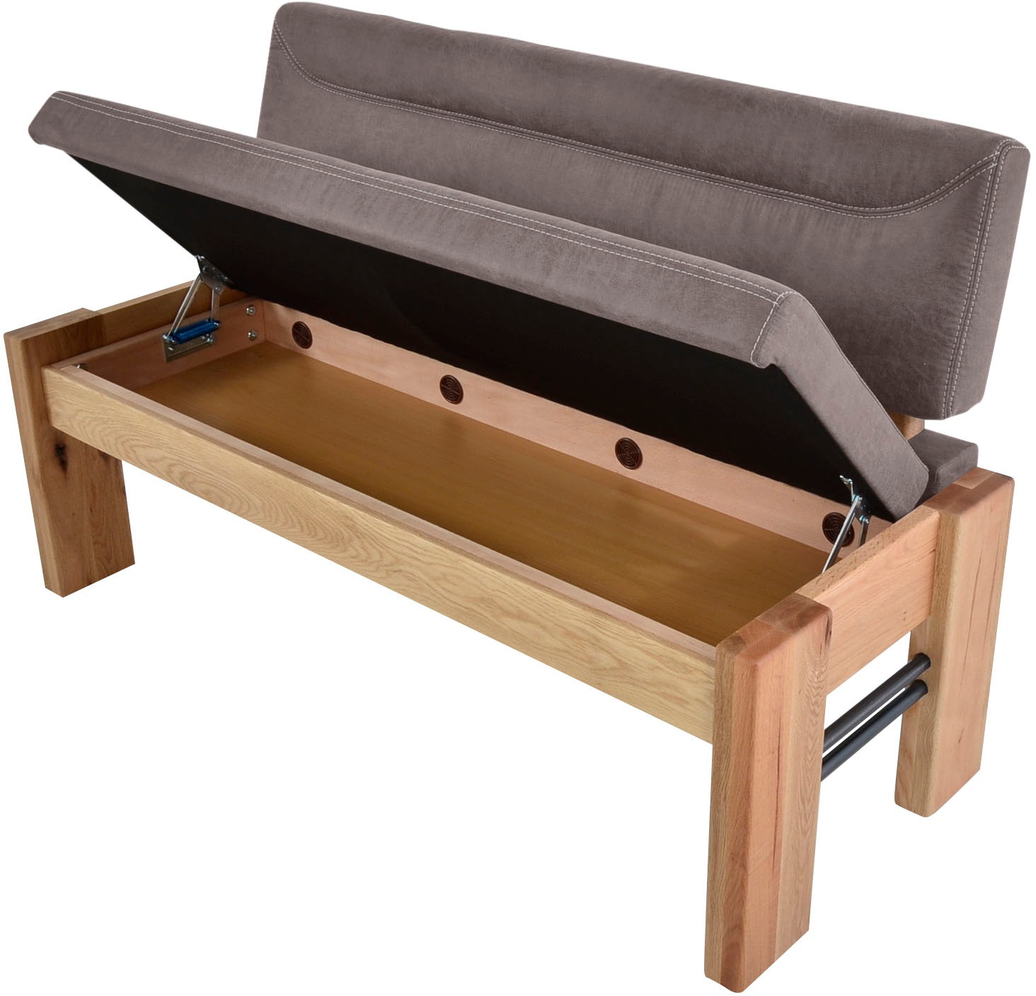 K+W Komfort & Wohnen Banc rembourré banc de rangement rembourré, bois massif, en 2 largeurs 161cm ou 181cm