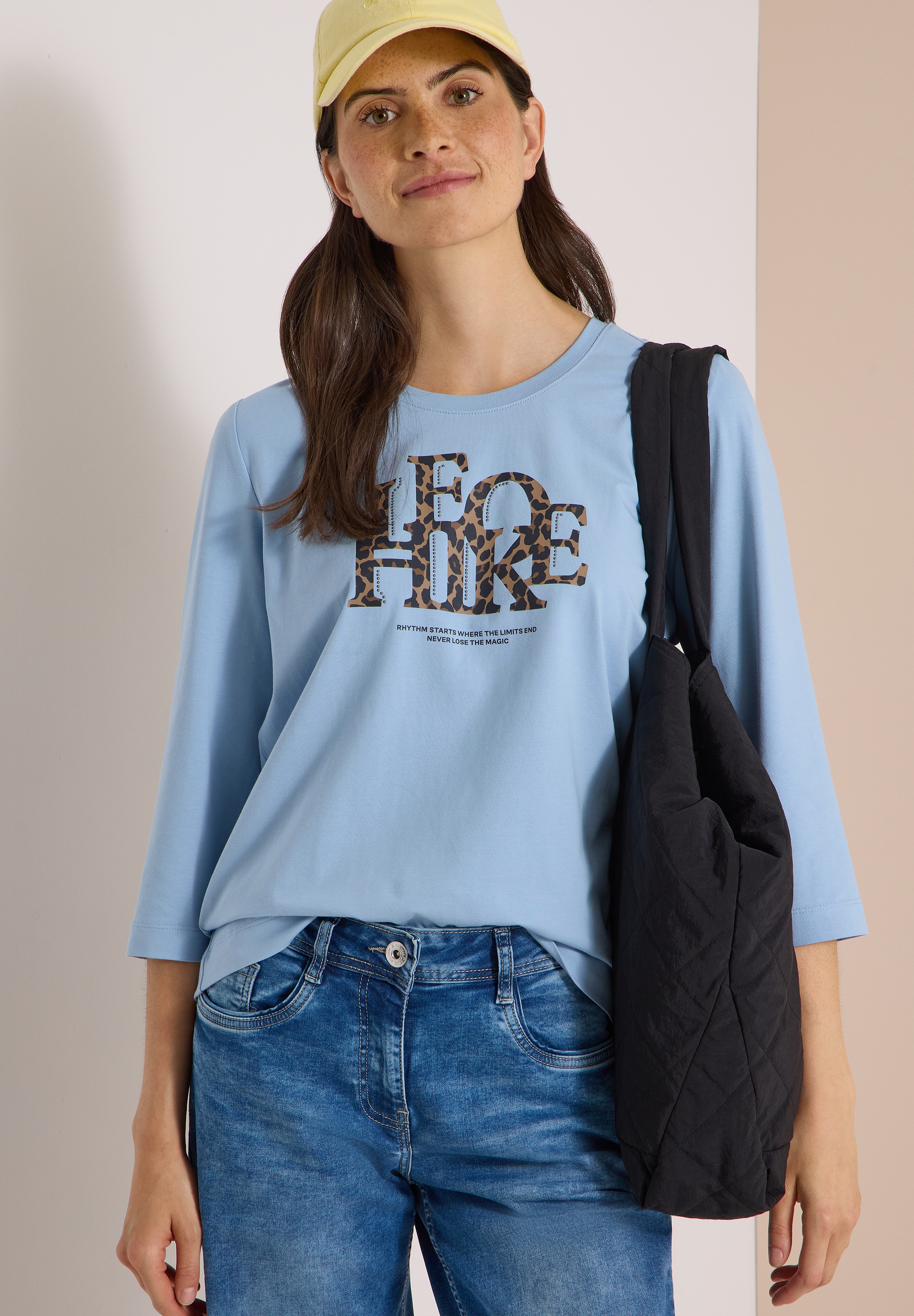 Cecil T-shirt à manches 3/4 avec une part d'élasthanne, imprimé motif animalier, col rond