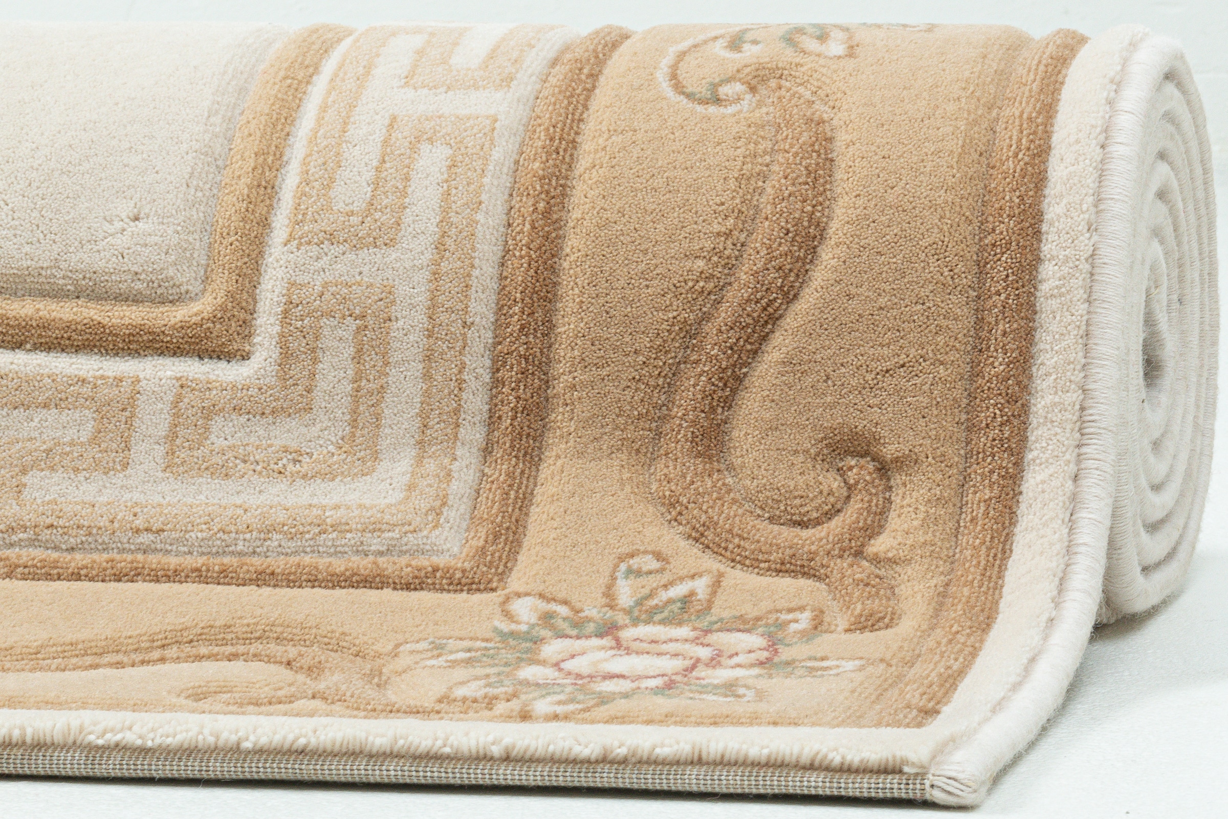 THEKO Tapis en laine »Pelinia 7745« Rectangulaire 12 mm Höhe Kurzflor, Uni Farben, mit Bordüre, reine Wolle