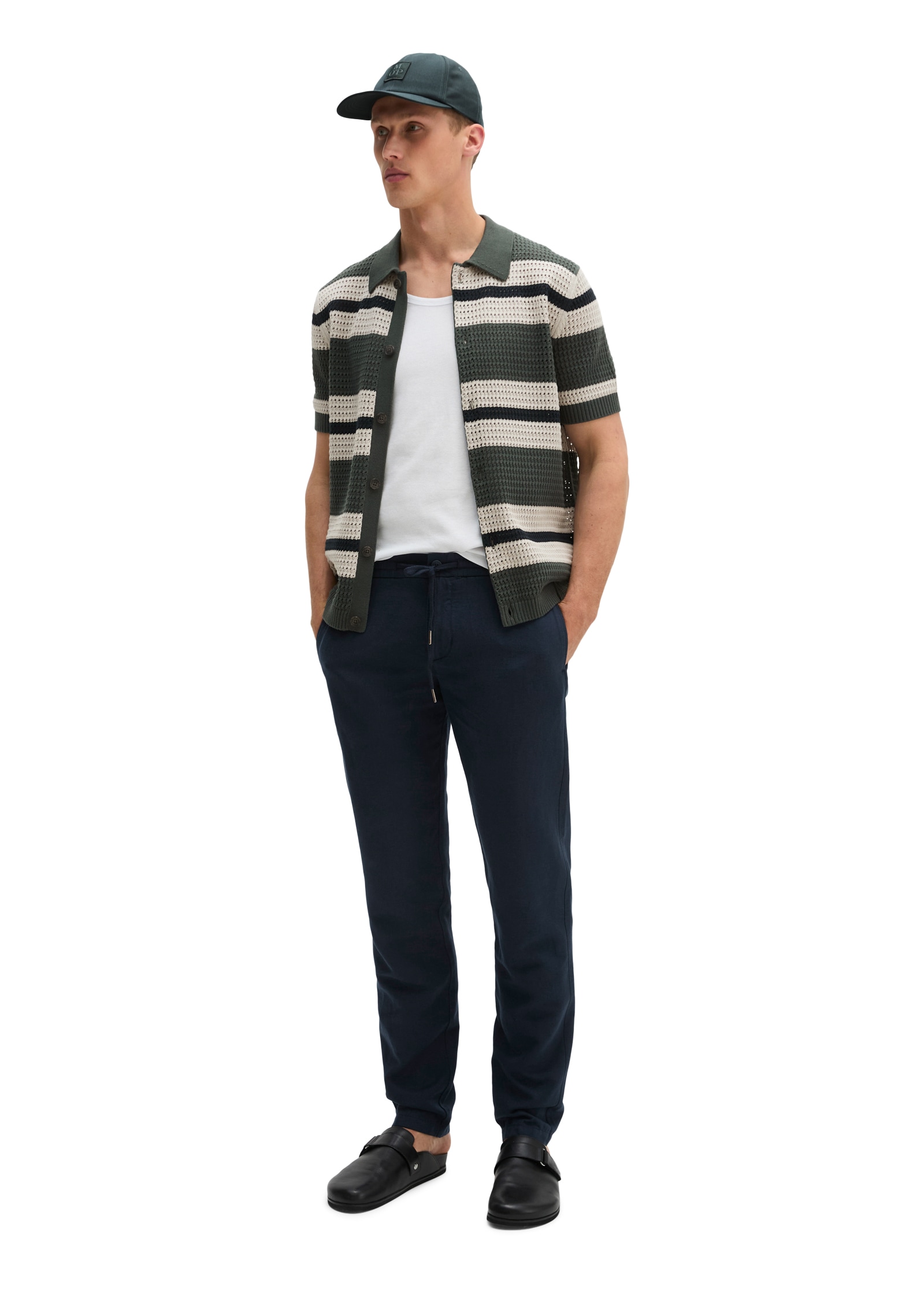 Marc O'Polo Kurzarmhemd Kurzarm-Strickshirt regular in Häkel-Optik