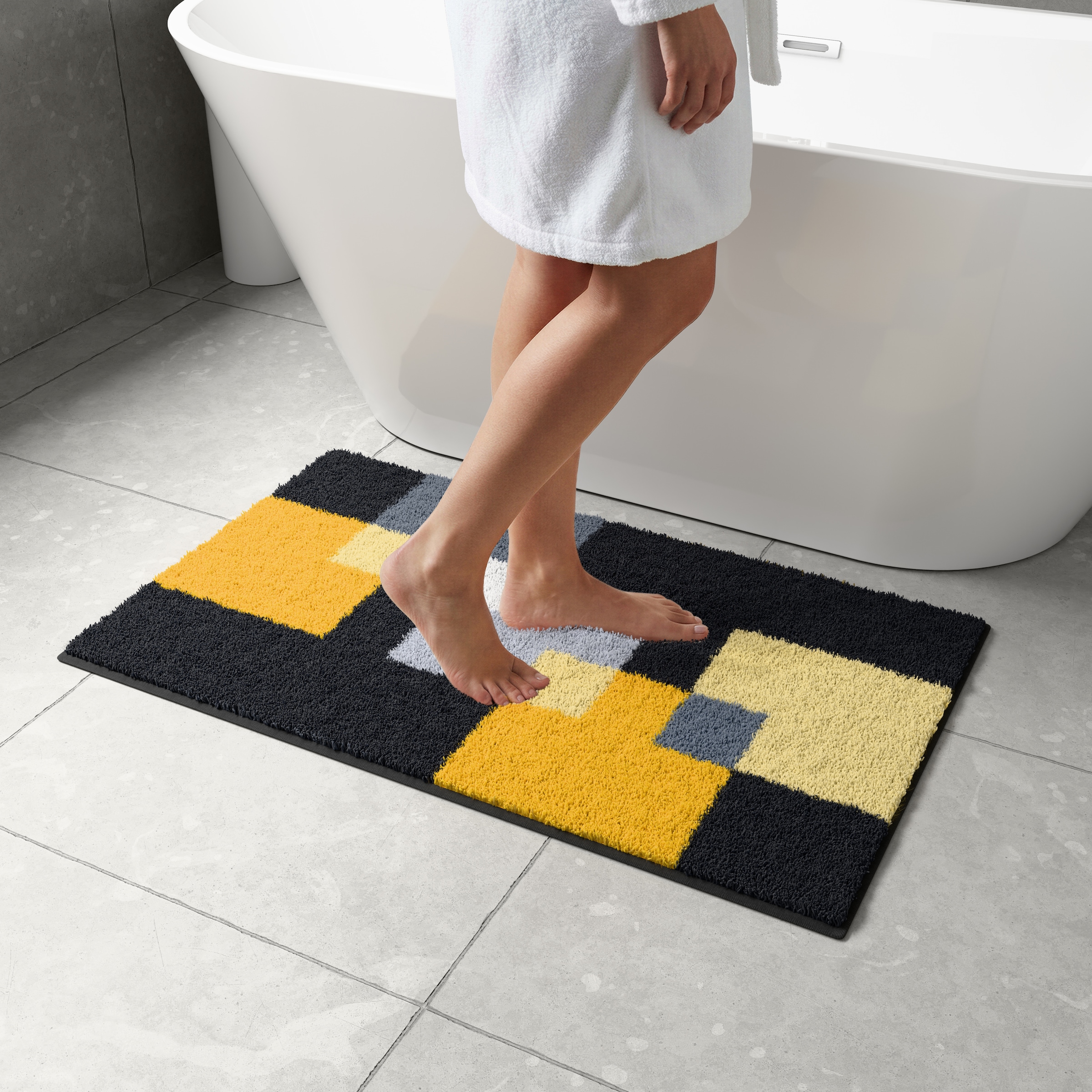 Grund Tapis de bain »Paxos« Höhe 20 mm geometrisches Design, modern, flauschig, softer Flor, Made in Europe