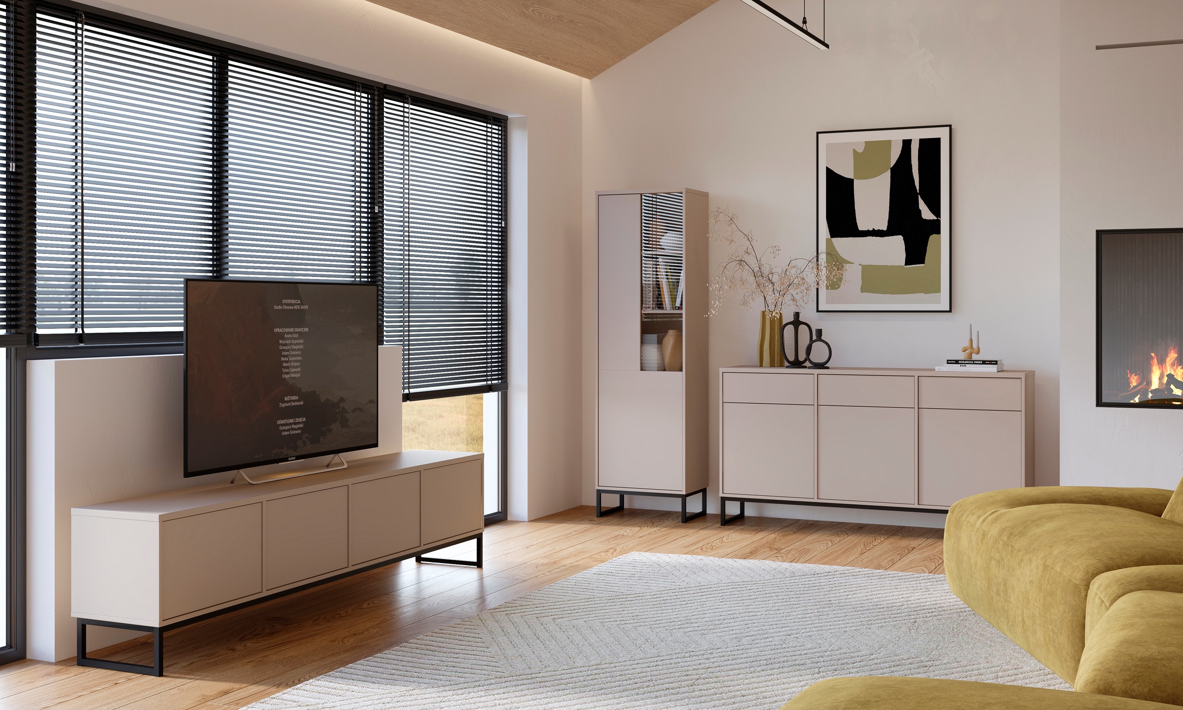 Home affaire Lowboard »Alto, Breite 208,5 cm, TV-Board mit 4 Klappen, push-to-open« TV-Kommode mit viel Stauraum, push-to-open-Funktion, Metallkufen