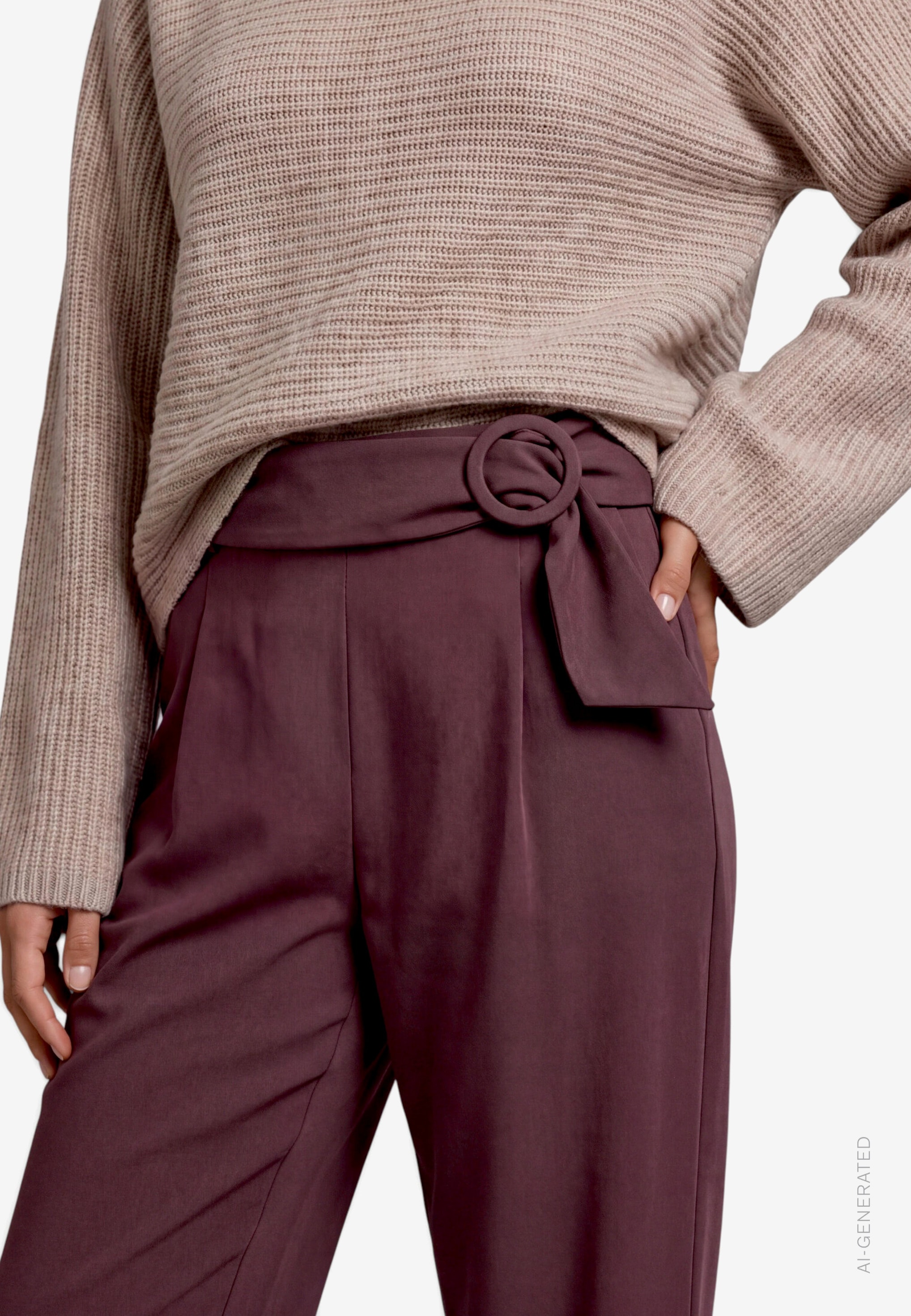 Zero Pantalon à pinces  Stoffhose mit Gürtel / Schnalle