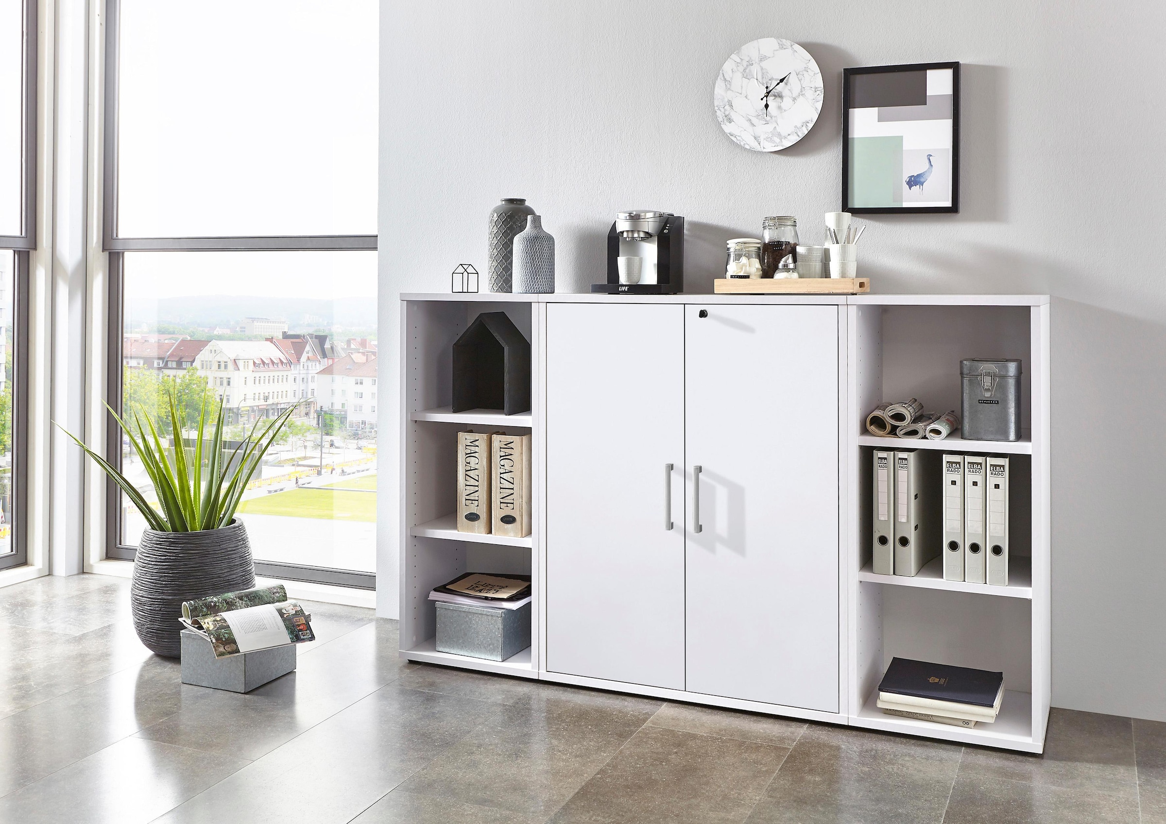 FMD Étagère à dossiers »Calvi« in 2 Höhen, viel Staur., verstellb. Böden, erweiterbar, Breite: 89 cm