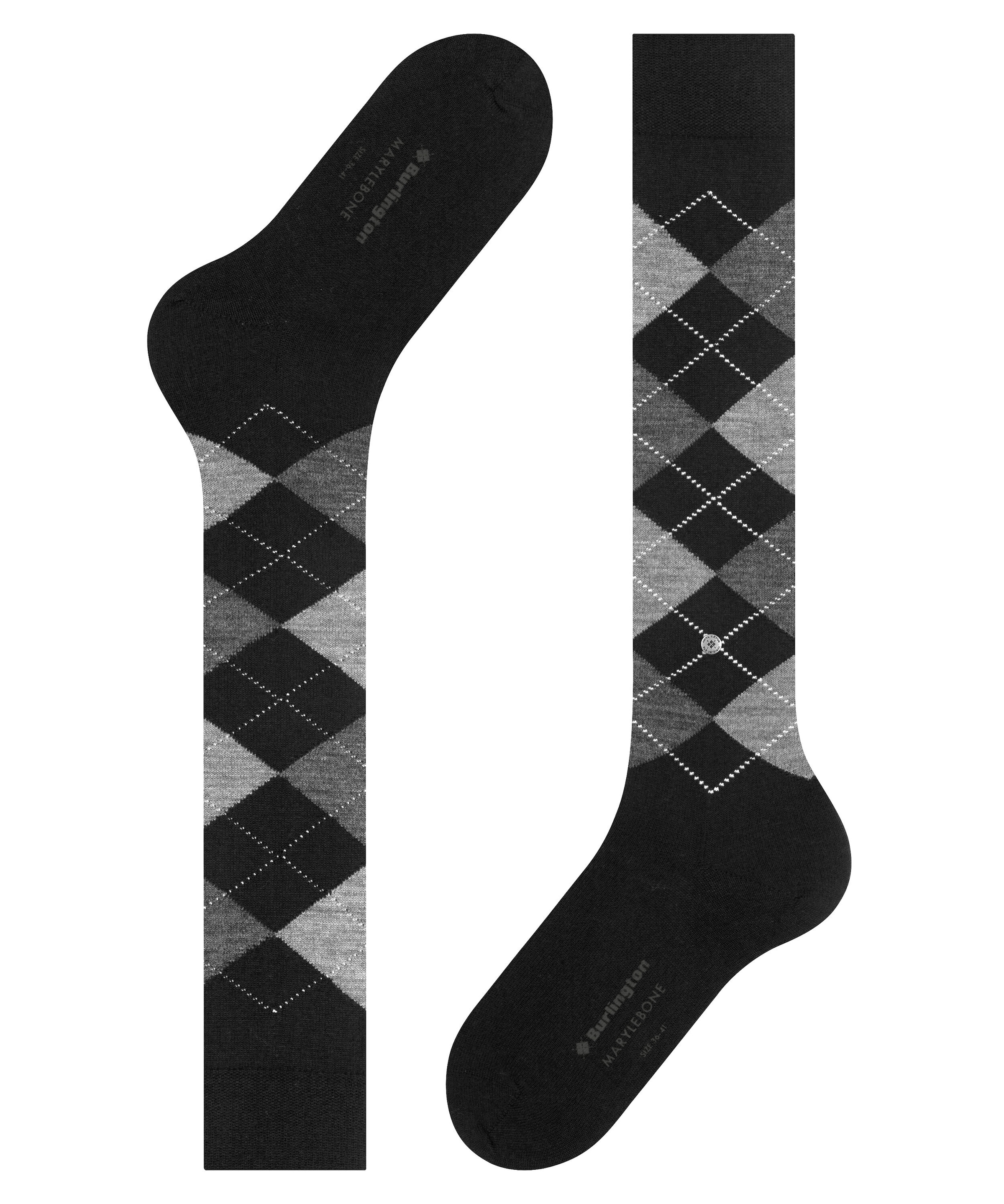 Burlington Mi-bas »Marylebone« taille unique 36-41, mélange laine chaud, motif argyle