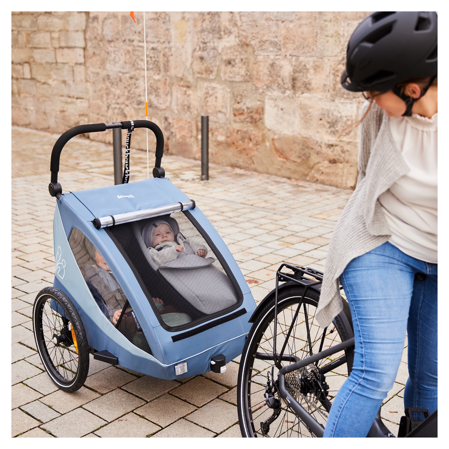 Hauck Fahrradkinderanhänger »2in1 Bike Trailer und Buggy Dryk Duo Plus, dark green« für 2 Kinder; inklusive Deichsel