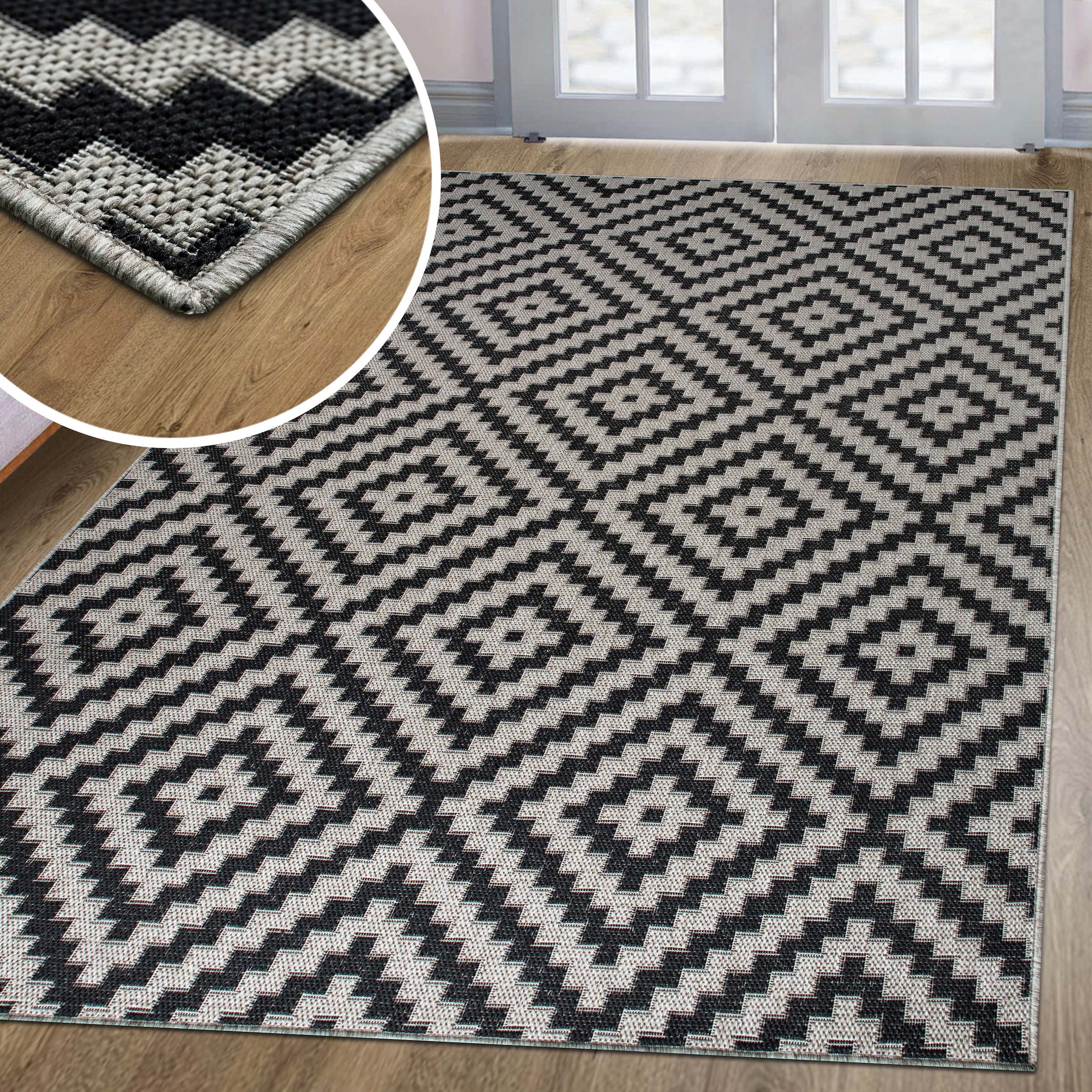 my home Tapis »Cordoba auch als Läufer erhältlich« Rectangulaire 3 mm Höhe In- und Outdoor geeignet, Sisal-Optik, Wetterfest & UV-beständig, Boho