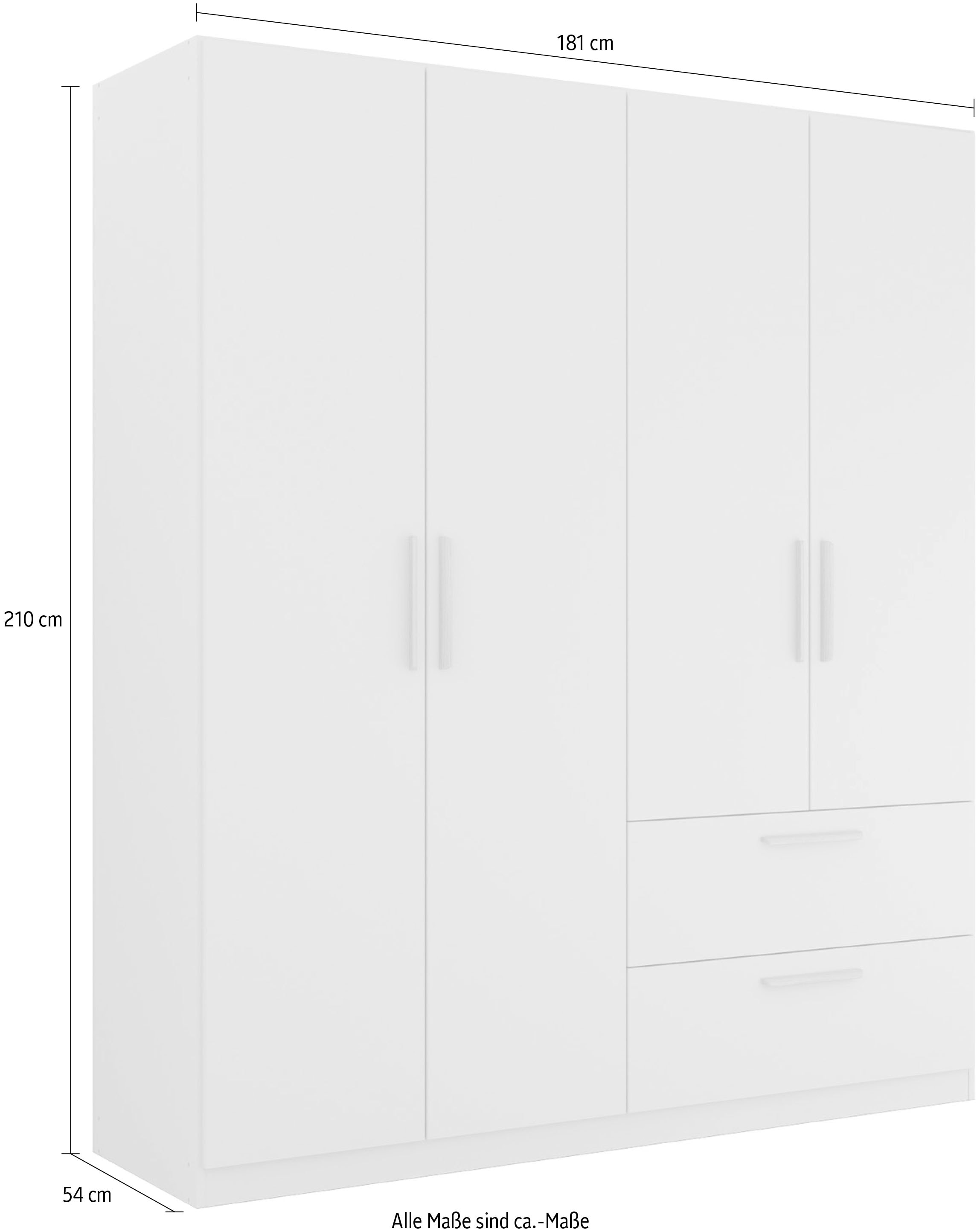 rauch Armoires à vêtements »Drehtürenschrank Schrank Garderobe Ankleide SKANDI BY QUADRA SPIN« Largeurs : 181/226/271 cm, hauteur 210 cm,  Style campagne avec poignées en chêne sauvage massif, avec tiroirs