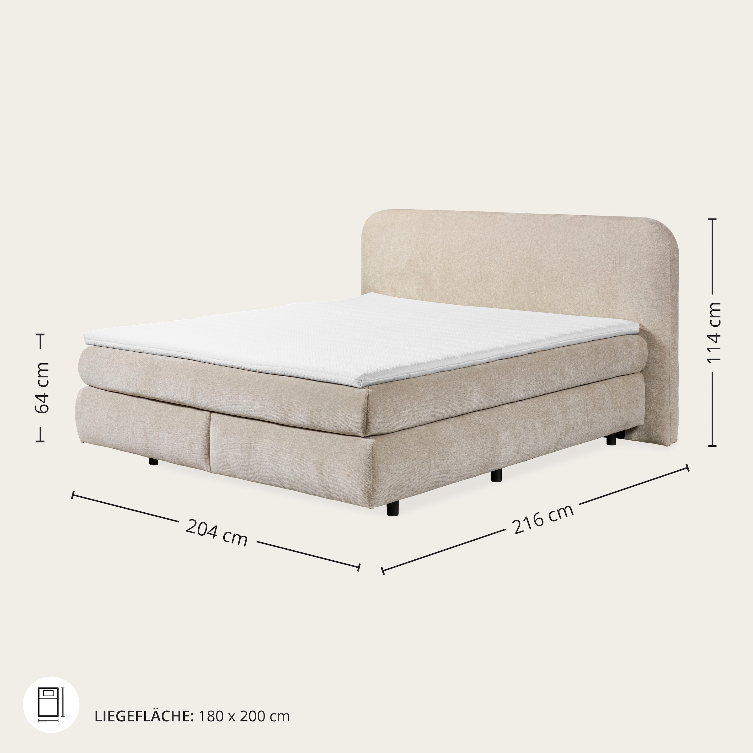 ED EXCITING DESIGN Boxspringbett »ELBRUS in der Breite 180cm, inkl. Kaltschaum-Topper« in verschiedenen Farben erhältlich