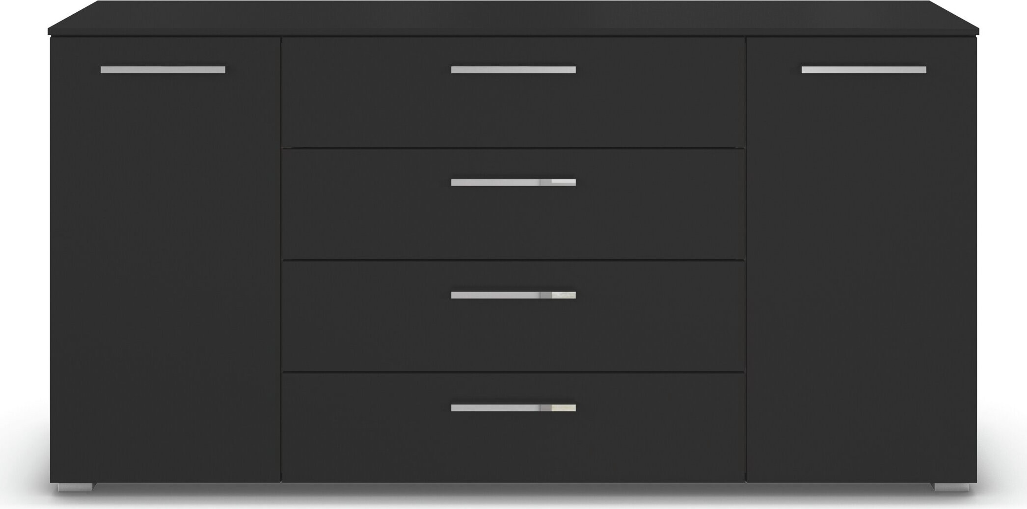 rauch Kombikommode »Sideboard Schubkommode Kommode MONTCLAR Front Dekor/Hochglanz/Glas« Breite 160 / Höhe 81 cm, 2 Einlegeböden, inkl. Soft-Close-Funktion,  2-türig, 4 geräumige Schubladen, viele Griffvarianten MADE IN GERMANY