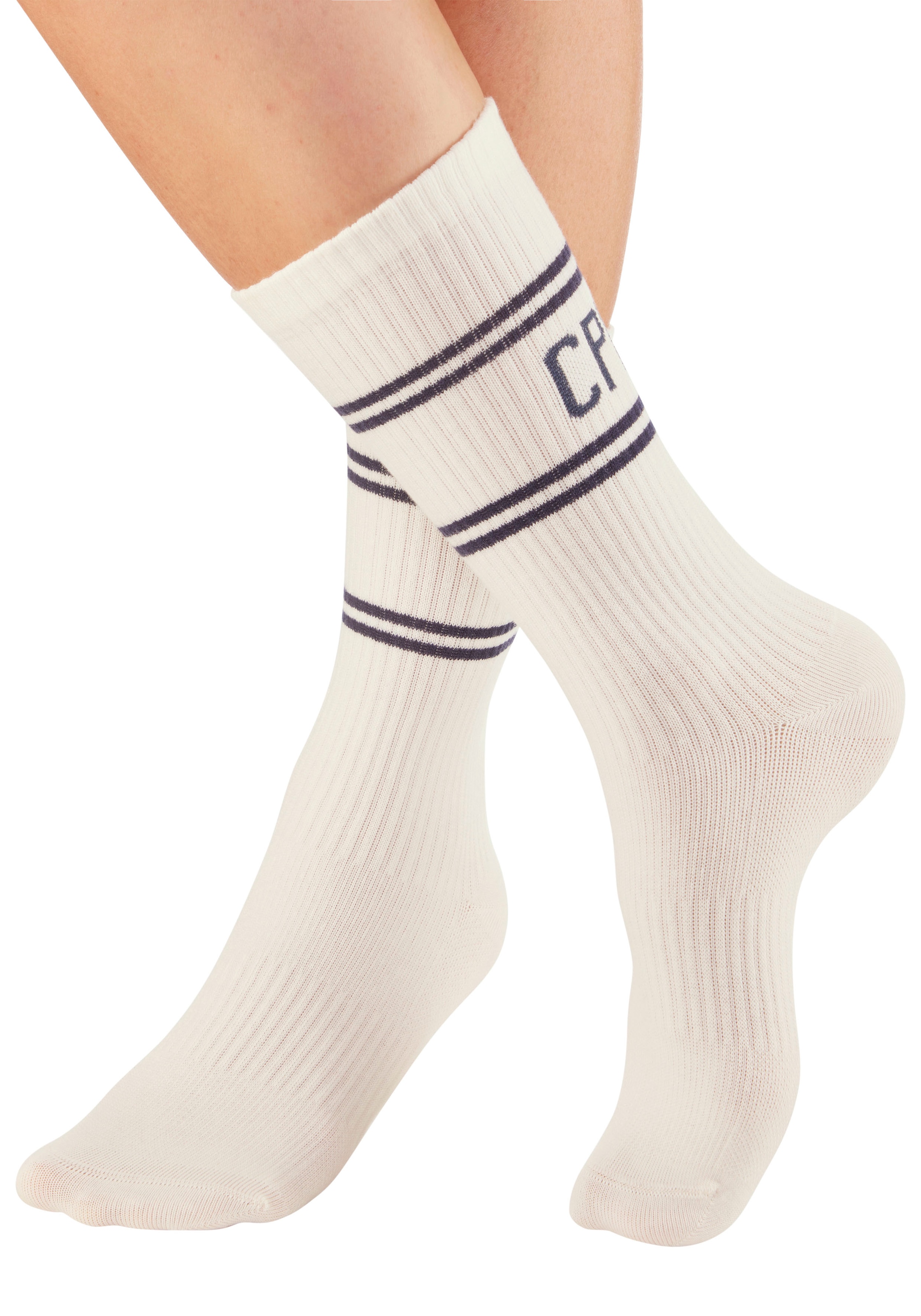 Copenhagen Studios Langsocken Packung, 2 Stk. tlg. mit Pikeé-Struktur unter der Sohle