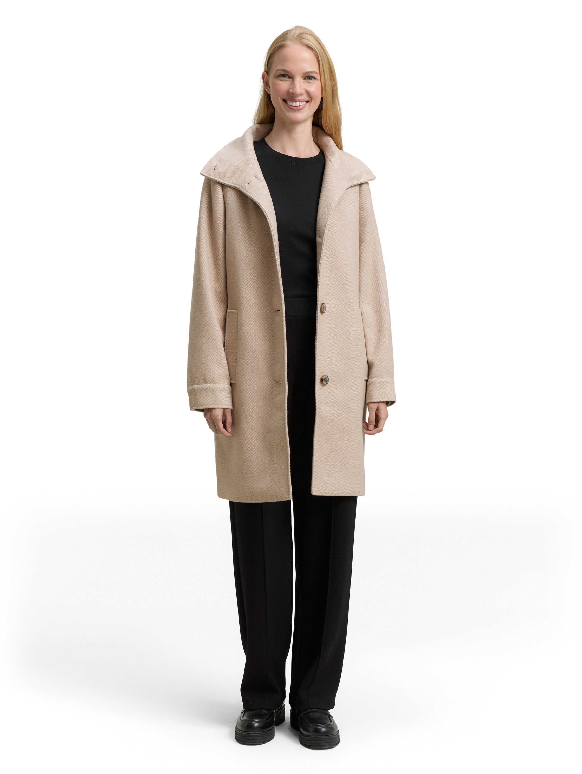 TOM TAILOR Wollmantel mit Knopfleiste und Stehkragen