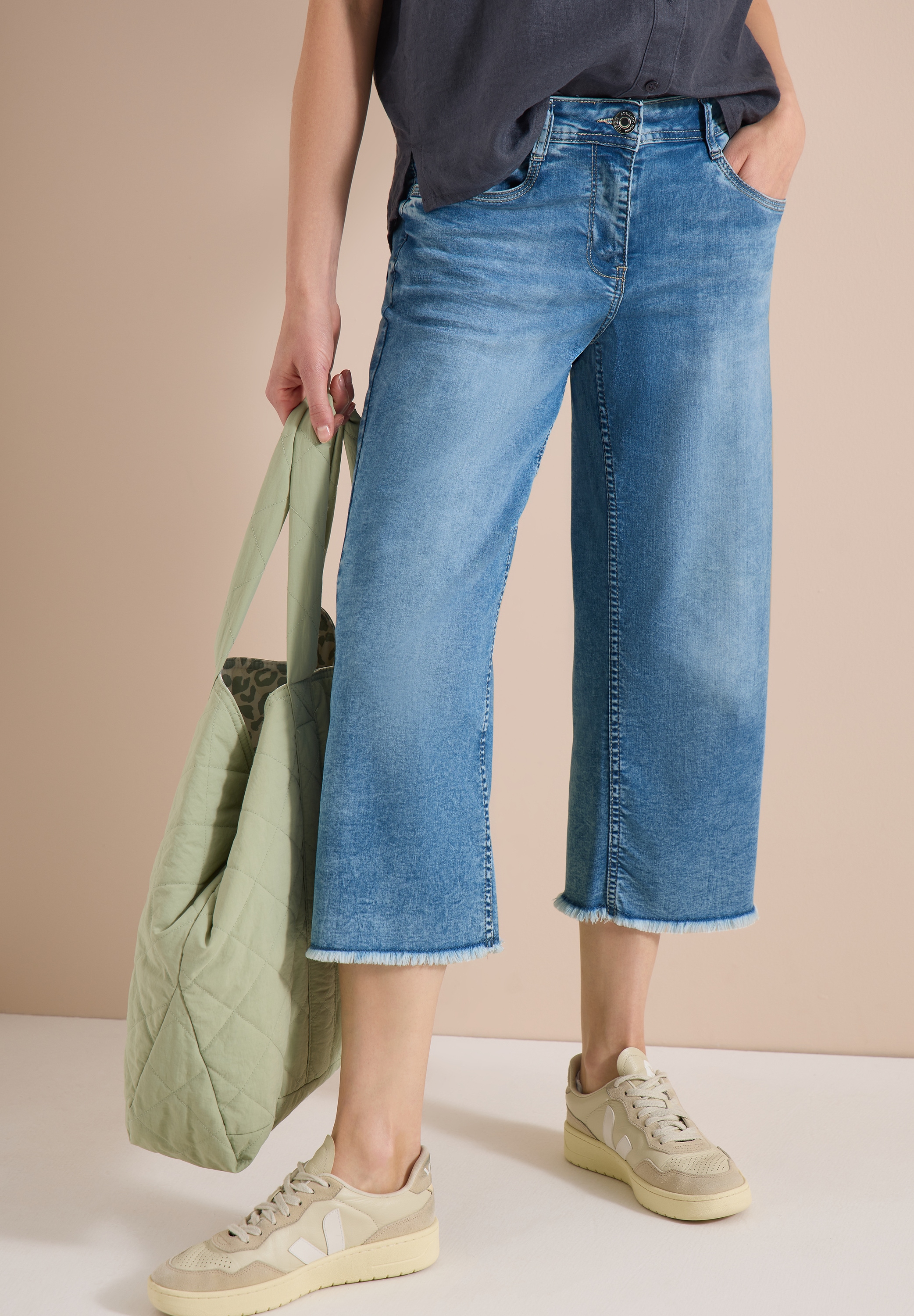 Cecil Jeans 3/4 »Style Neele« Loose fit avec taille haute et coupe ample aux jambes